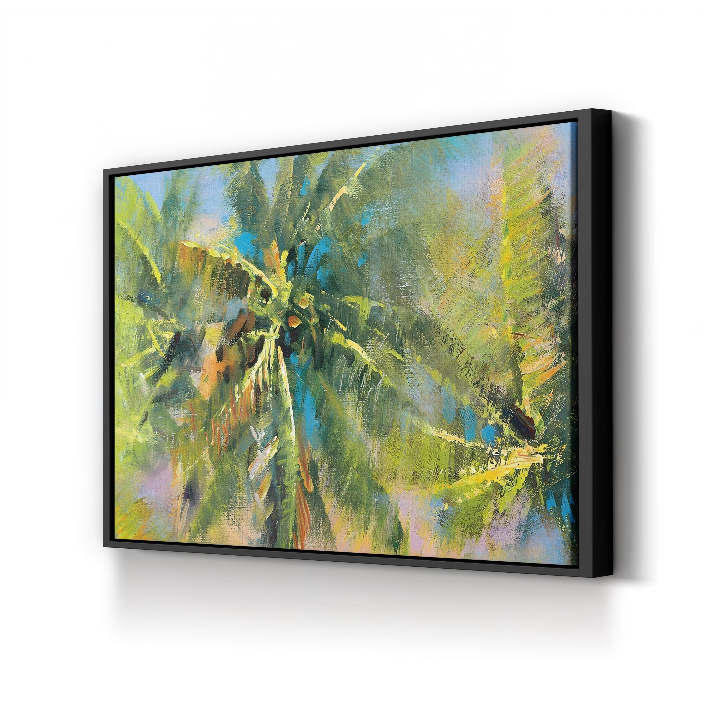 Tropical Palm Fronds Canvas Print: Vibrant Abstract Coastal Wall Art