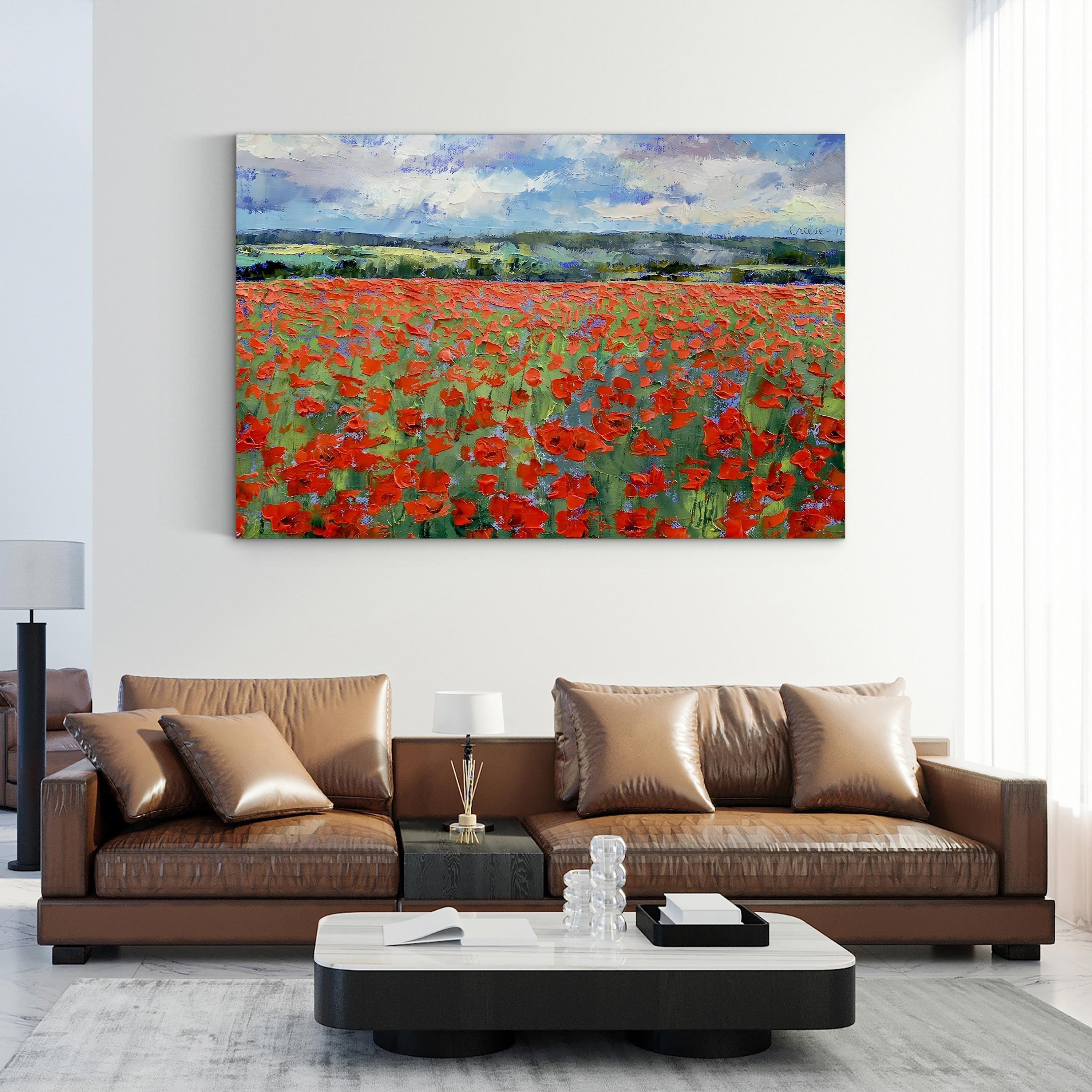 Poppies Wall Art – Contemporary Meadow Floral Landscape Canvas Print