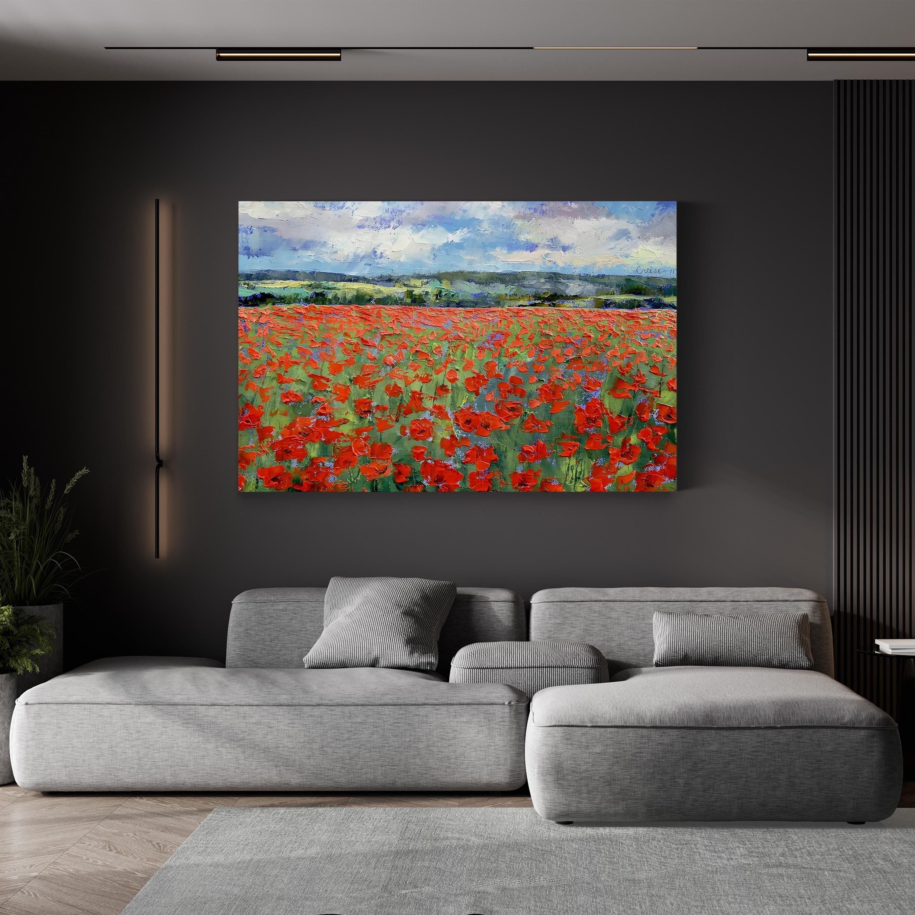 Poppies Wall Art – Contemporary Meadow Floral Landscape Canvas Print