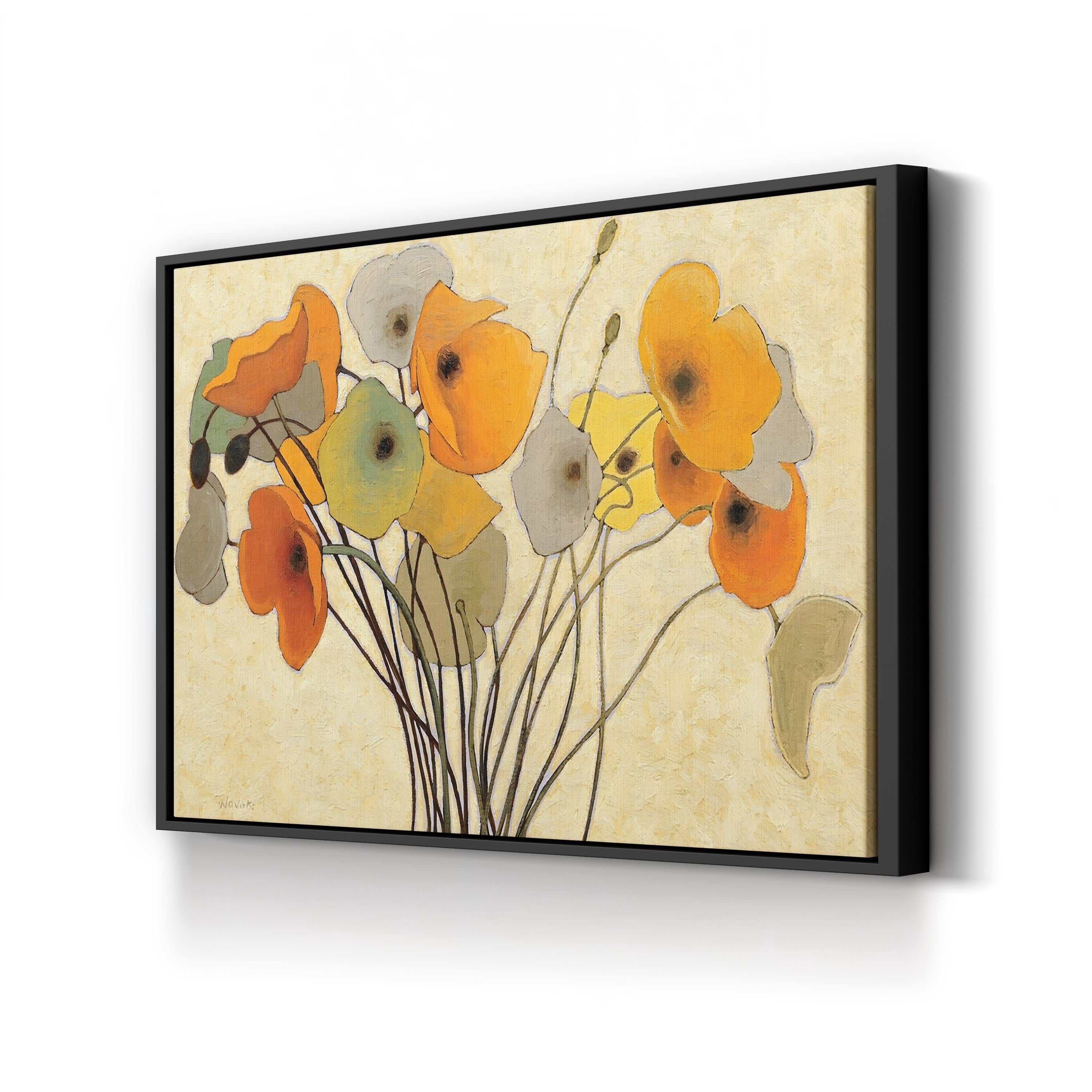 Contemporary Warm Floral Pumpkin Poppies I Wall Art  by Shirley Novak