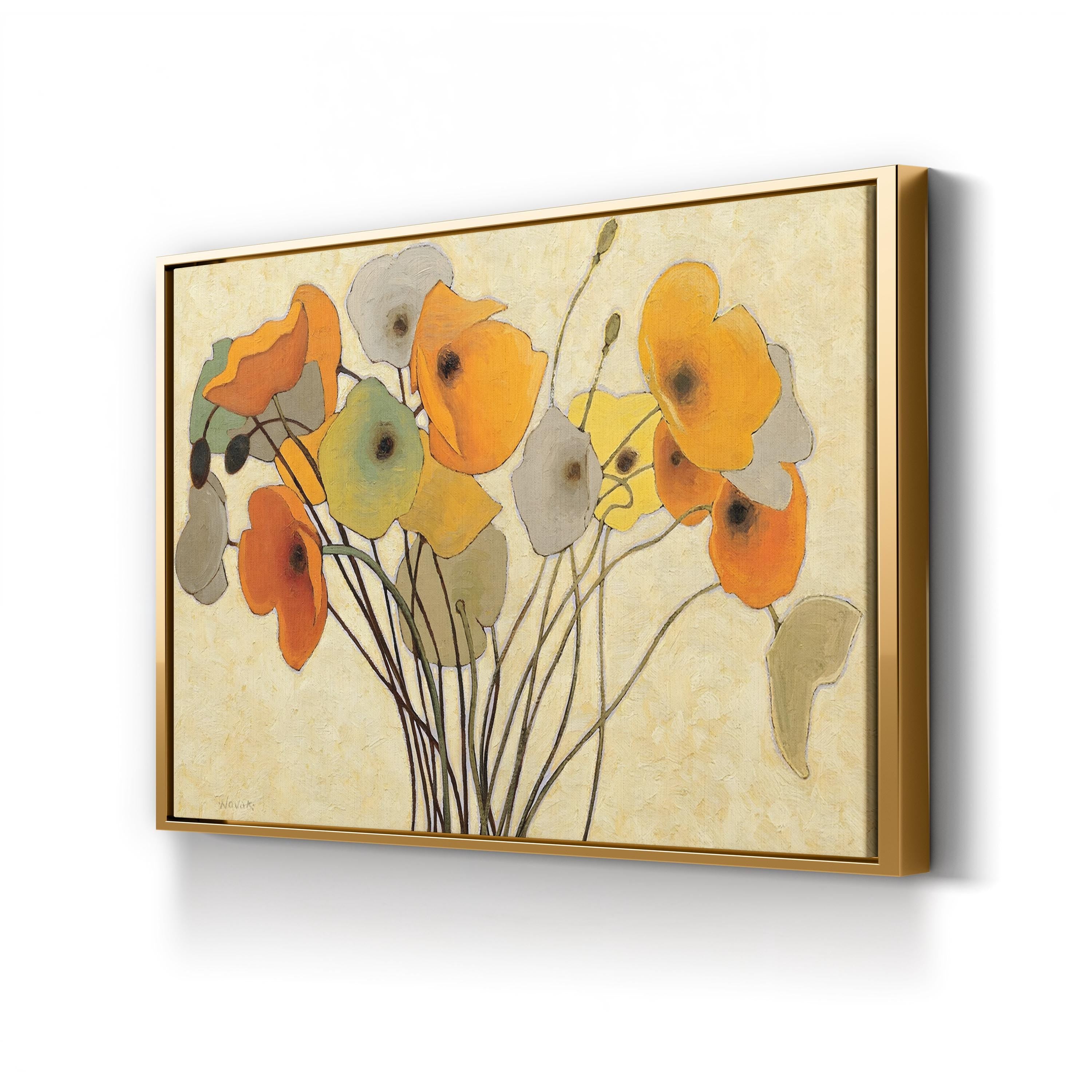 Contemporary Warm Floral Pumpkin Poppies I Wall Art  by Shirley Novak