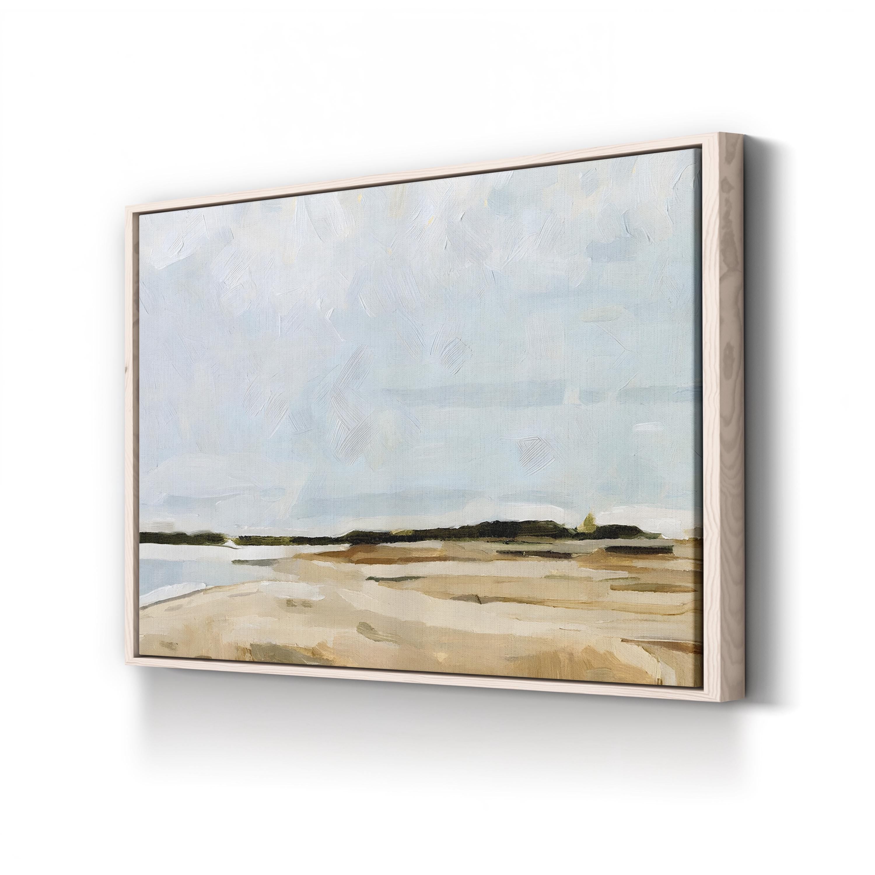 Coastal Canvas Art: Tranquil Seascape with Hand-Cut Wood Frame