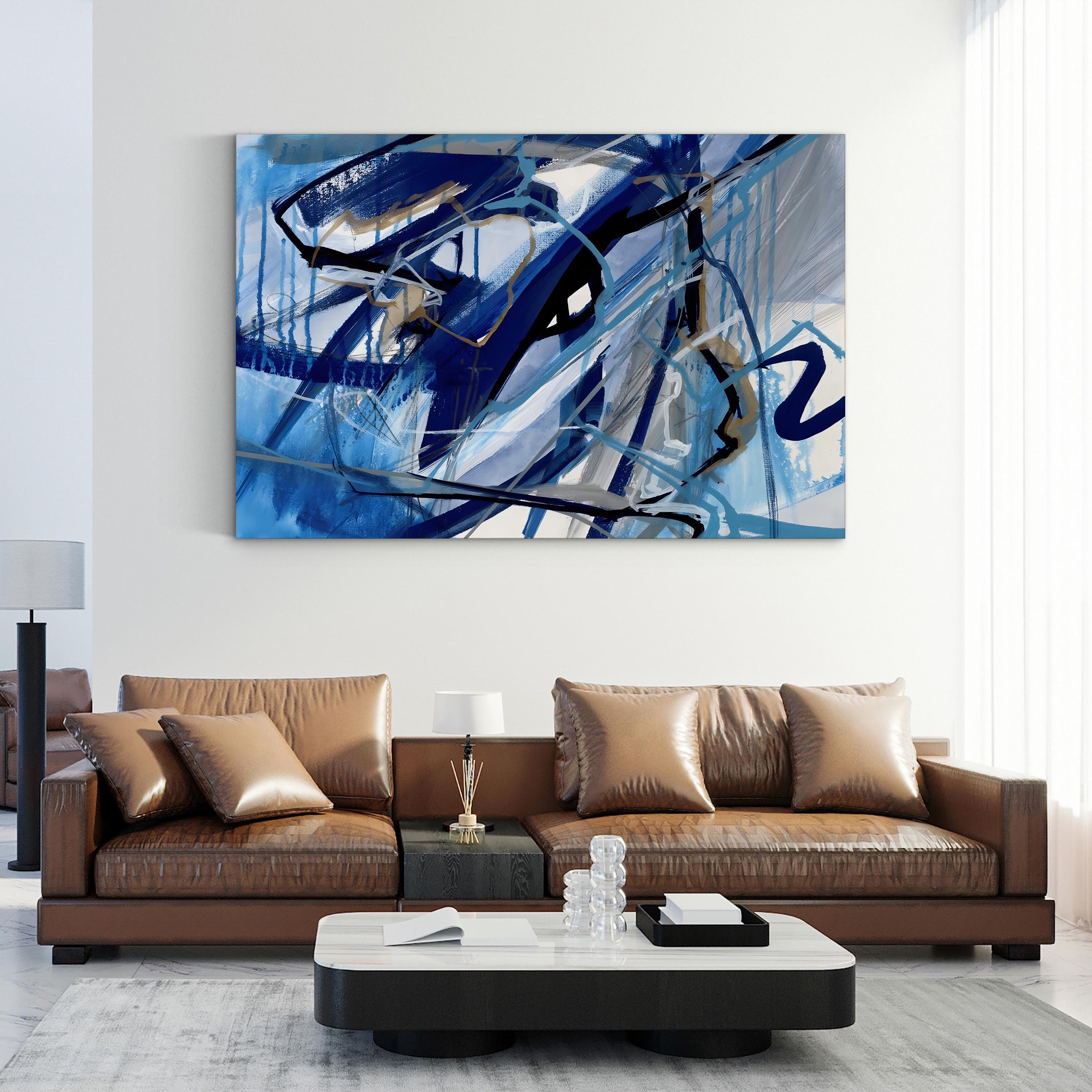 Remembering I Wall Art by Texas Collective | Contemporary Abstract Blue Canvas