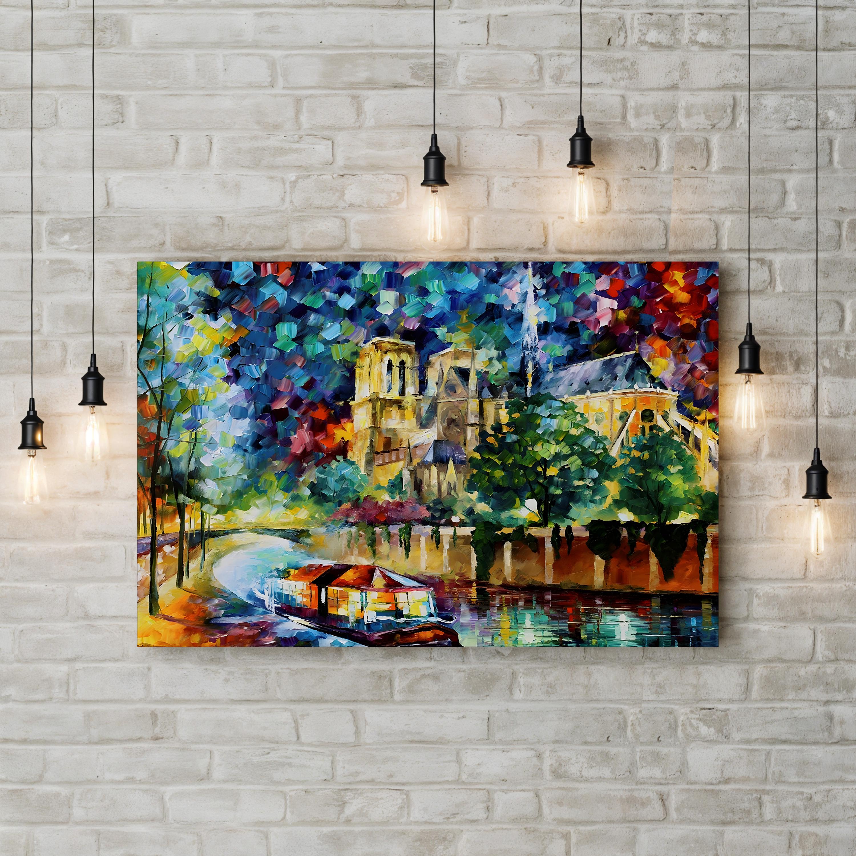 River in Paris – Contemporary Impressionist Cityscape Wall Art by Leonid Afremov