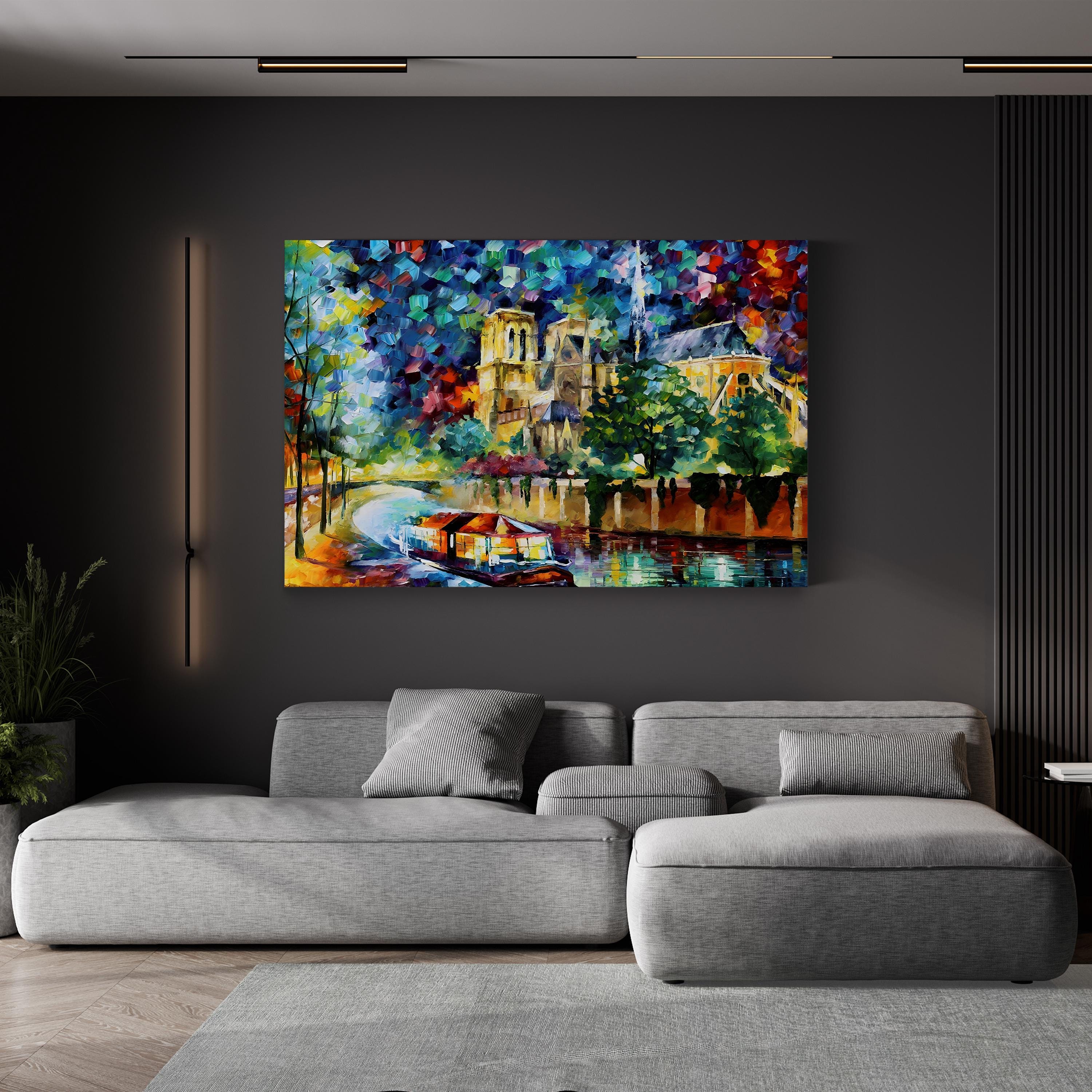 River in Paris – Contemporary Impressionist Cityscape Wall Art by Leonid Afremov
