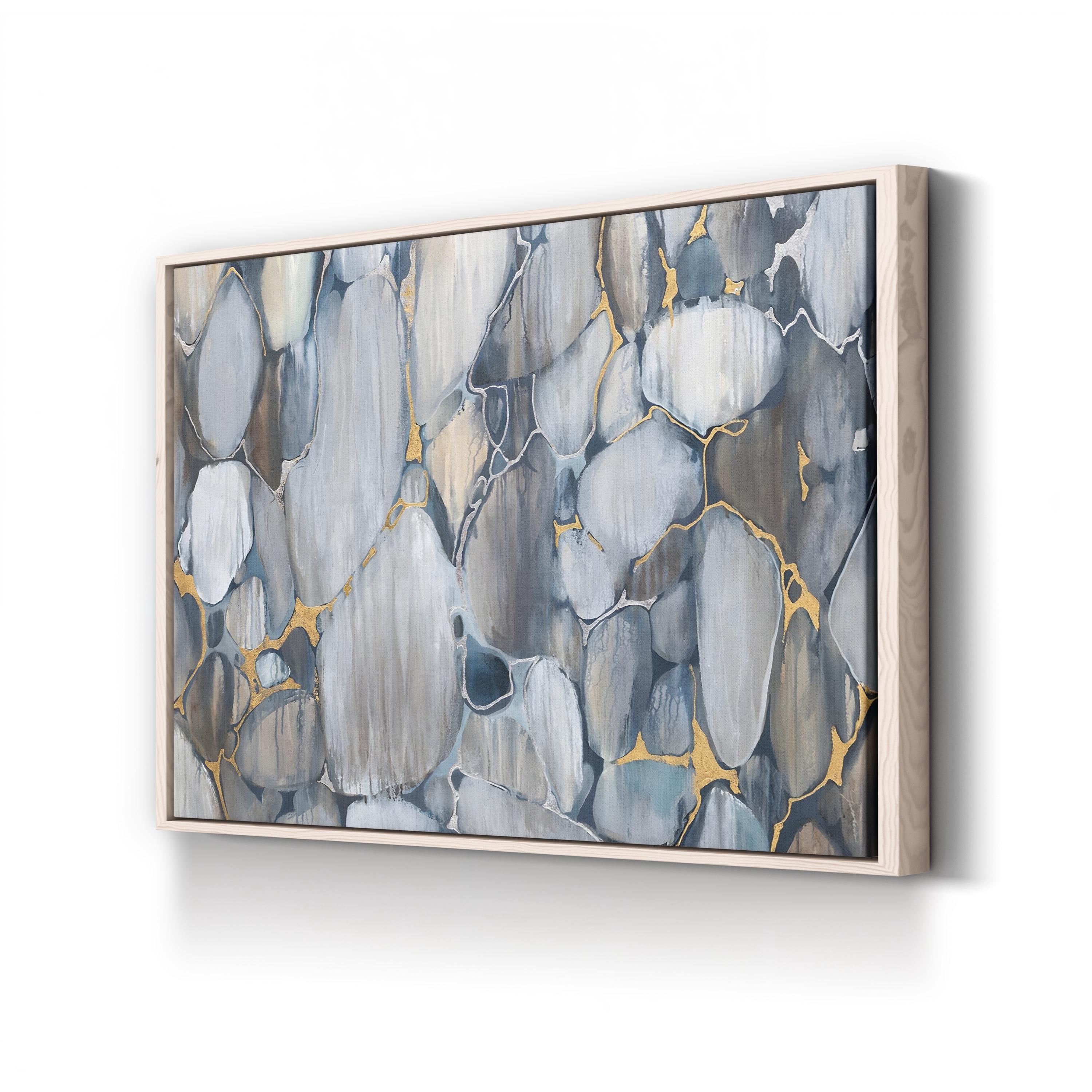 River Rocks Wall Art by Liz Jardine – Contemporary Abstract Stone Landscape Canvas Print