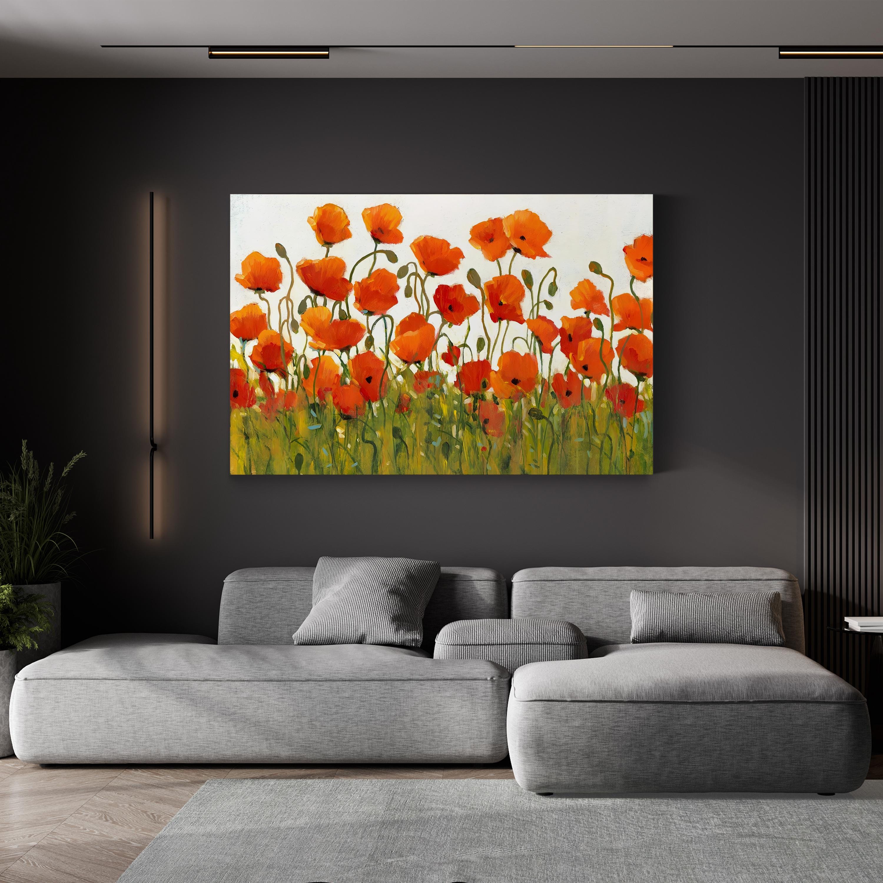Rows of Poppies I Red Floral – Tim O’Toole Wall Art | Contemporary Floral Canvas Print