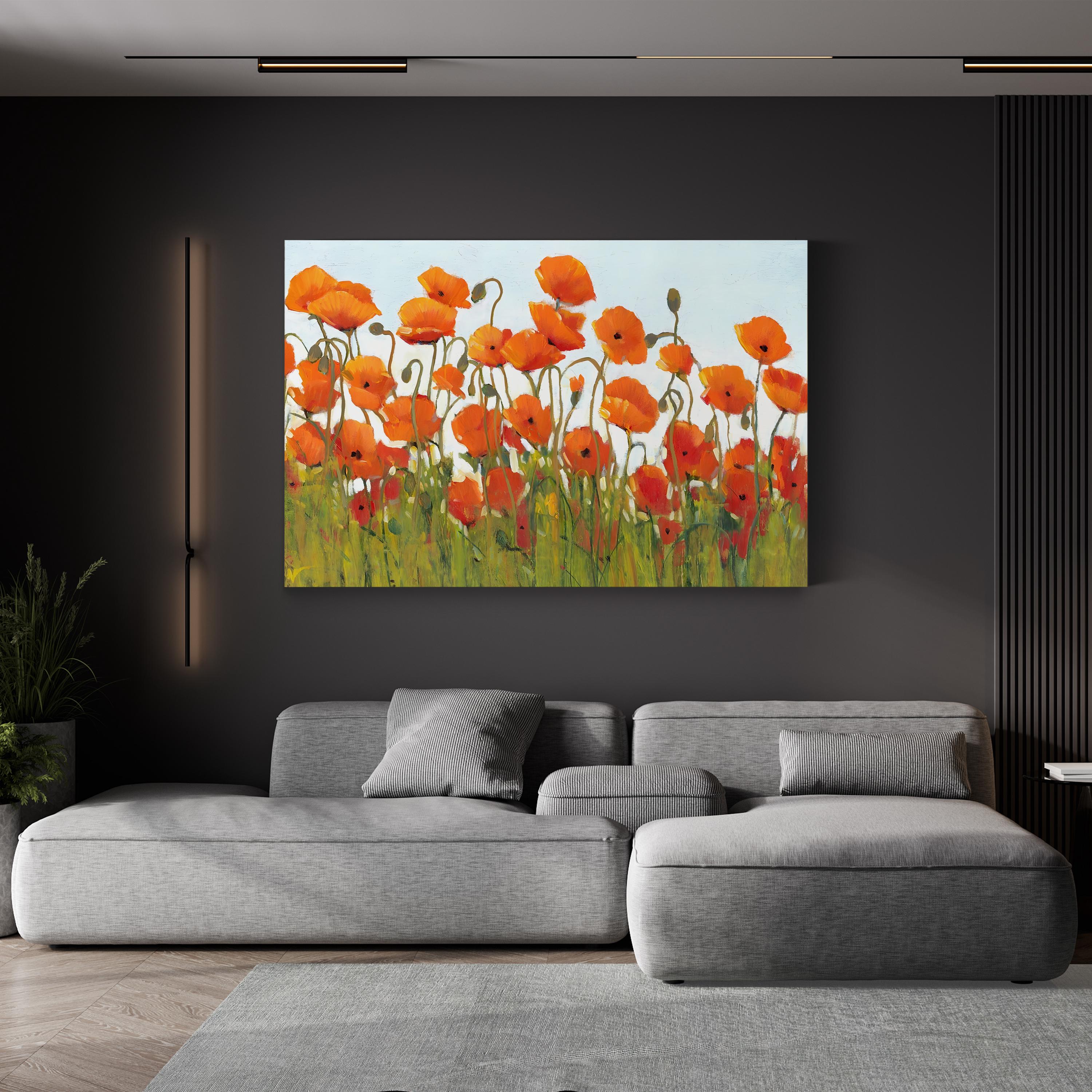 Rows of Poppies II Wall Art – Contemporary Floral Canvas Print