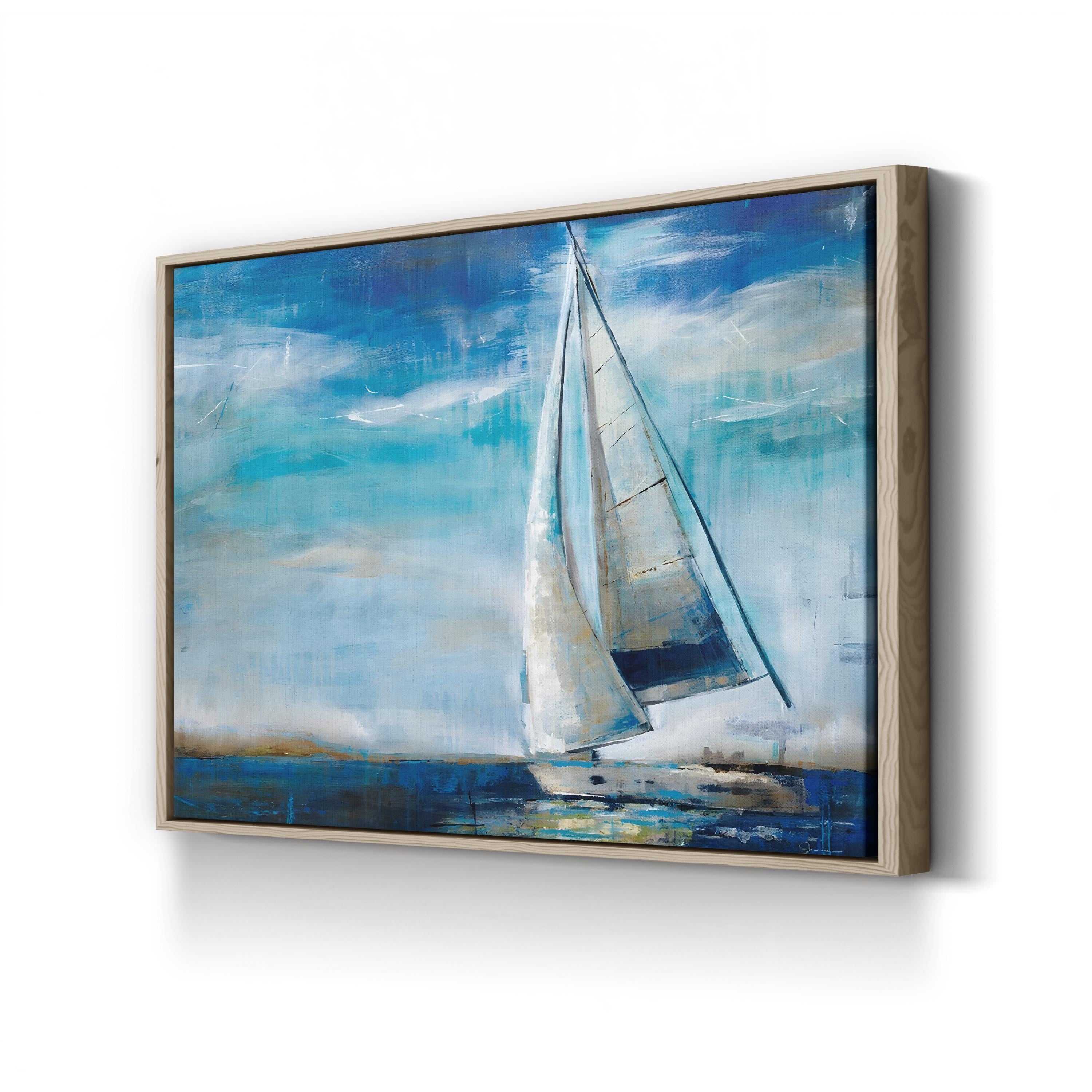 Sail Away Wall Art by Liz Jardine – Contemporary Nautical Sailboat Seascape Canvas