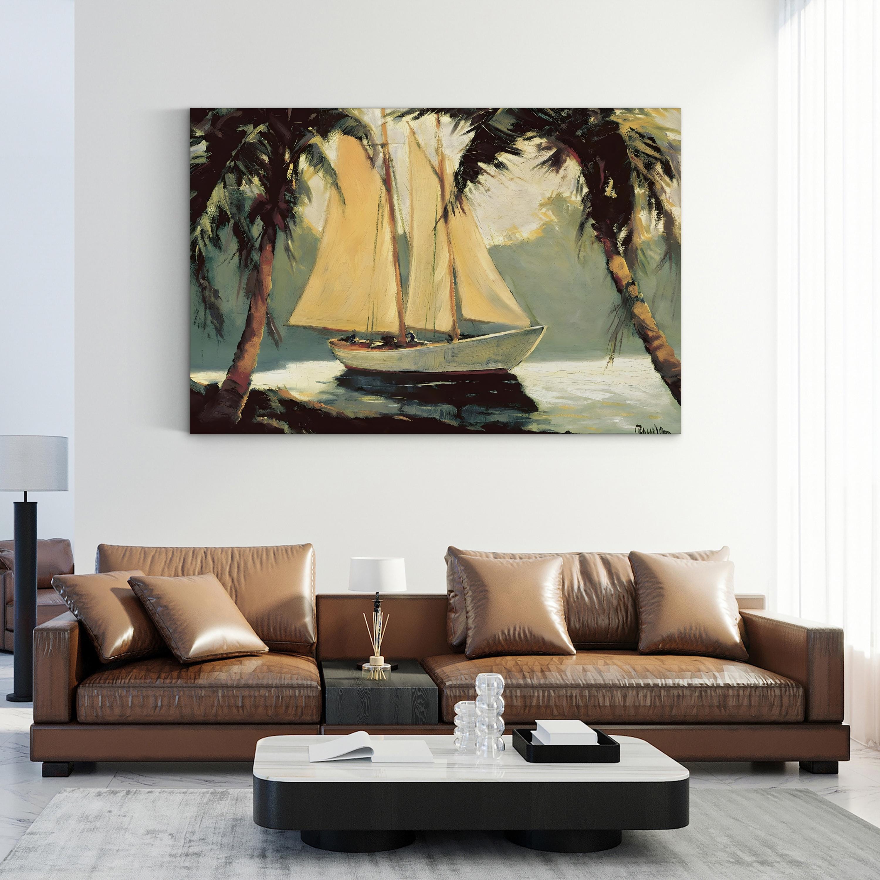 Sailboat, Santa Barbara Wall Art by Frederick Alexander Pawla – Coastal Nautical Landscape Canvas