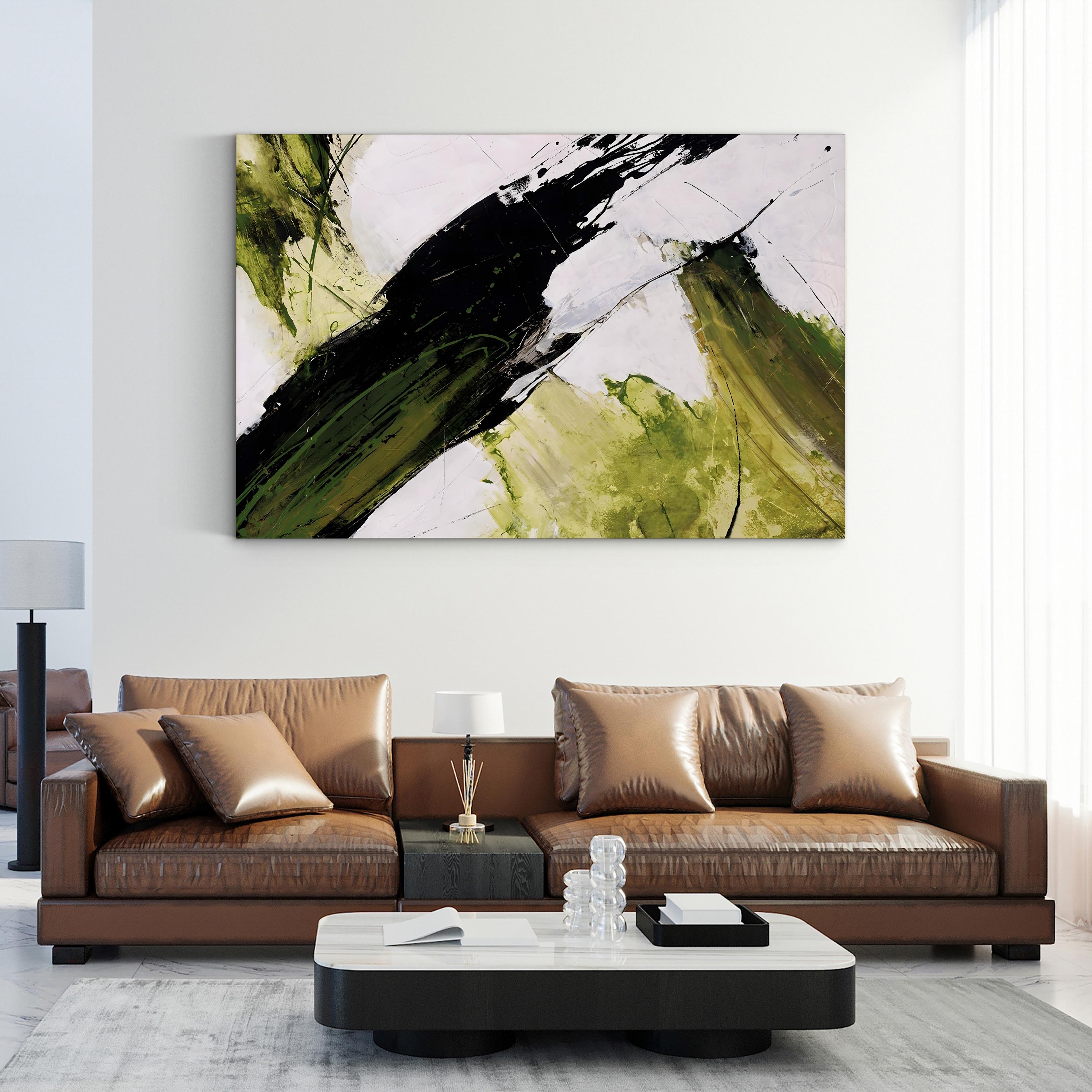 Score Wall Art by Joshua Schicker | Contemporary Abstract Green Brushstroke Canvas