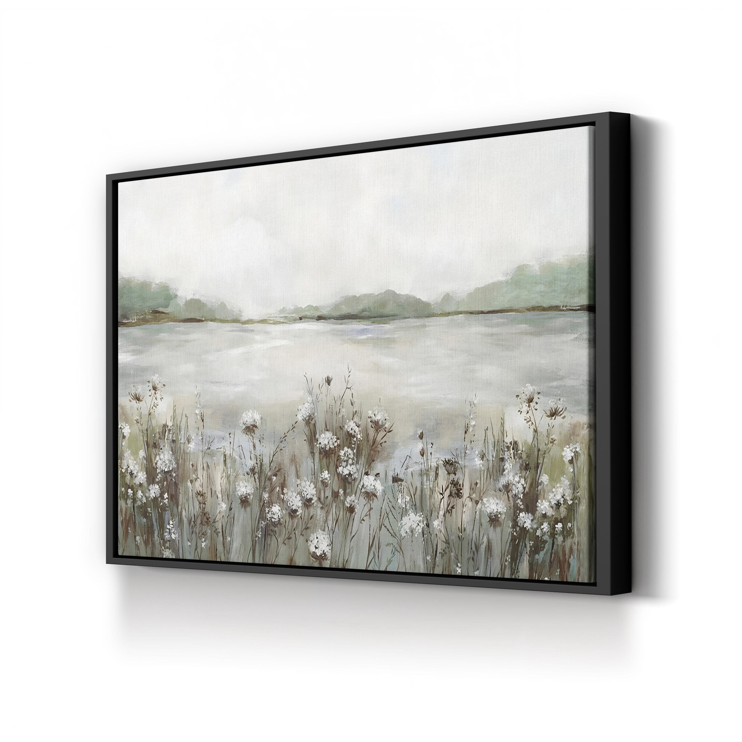 Secret Lake I Wall Art by Allison Pearce | Serene Abstract Lake Landscape Canvas Print