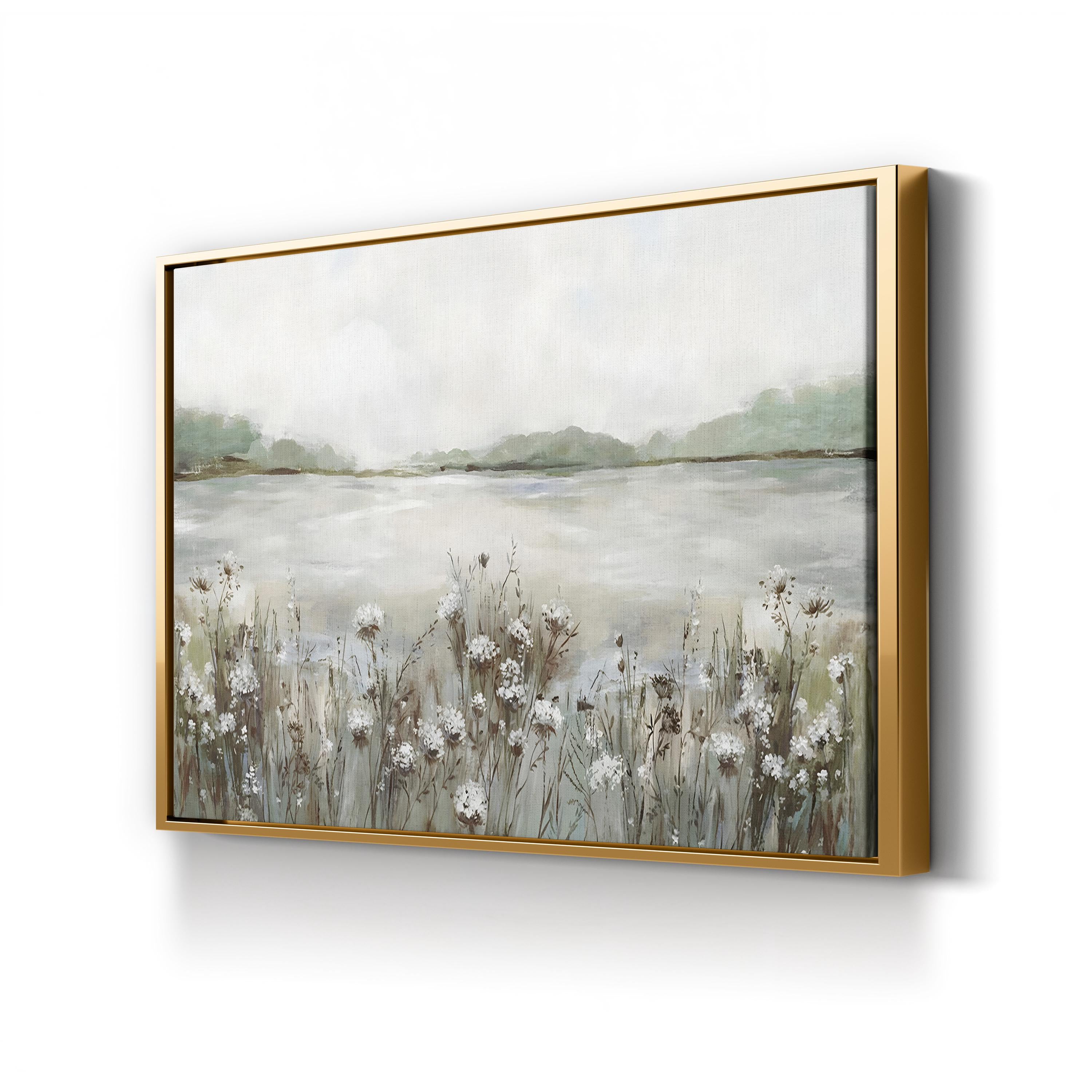 Secret Lake I Wall Art by Allison Pearce | Serene Abstract Lake Landscape Canvas Print