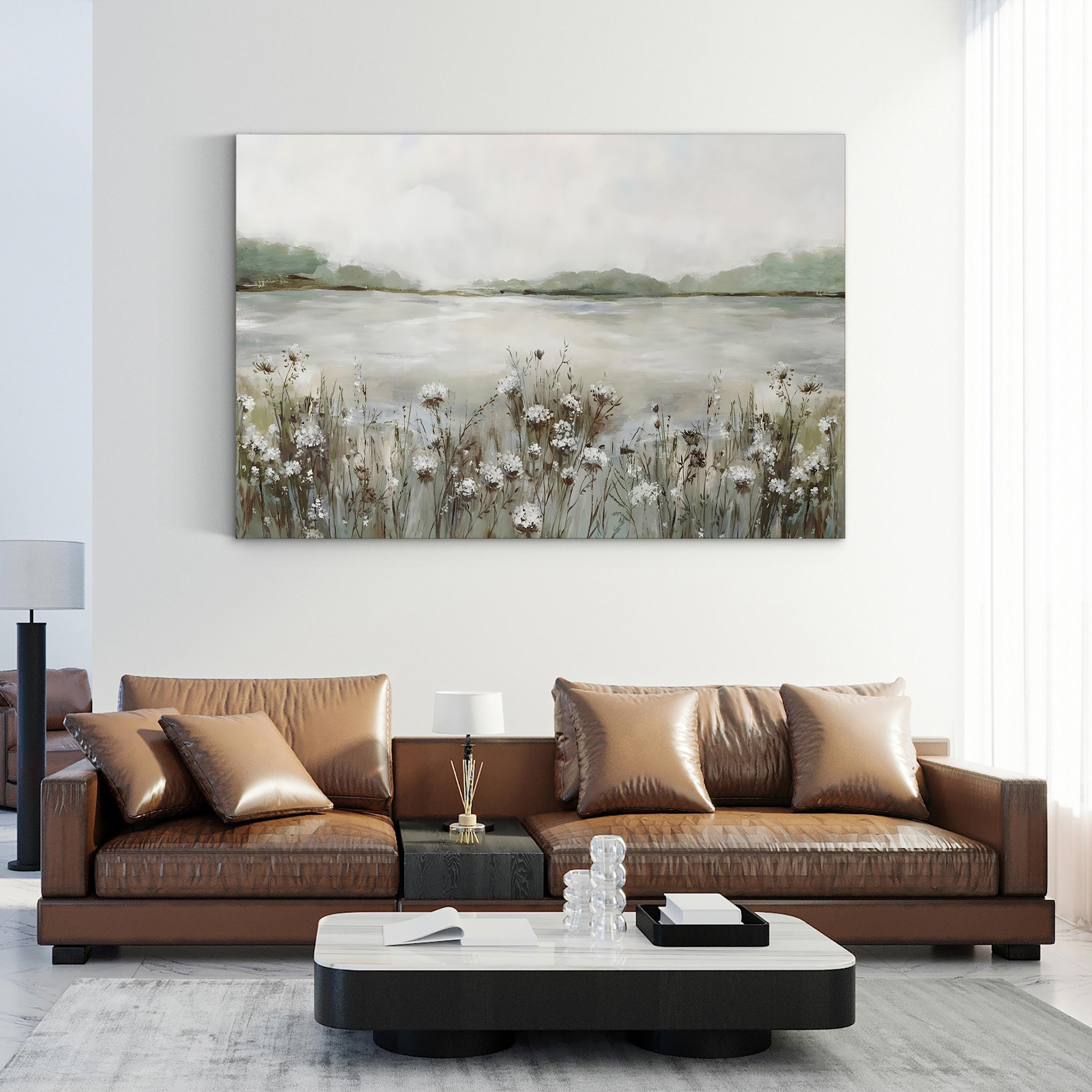 Secret Lake I Wall Art by Allison Pearce | Serene Abstract Lake Landscape Canvas Print