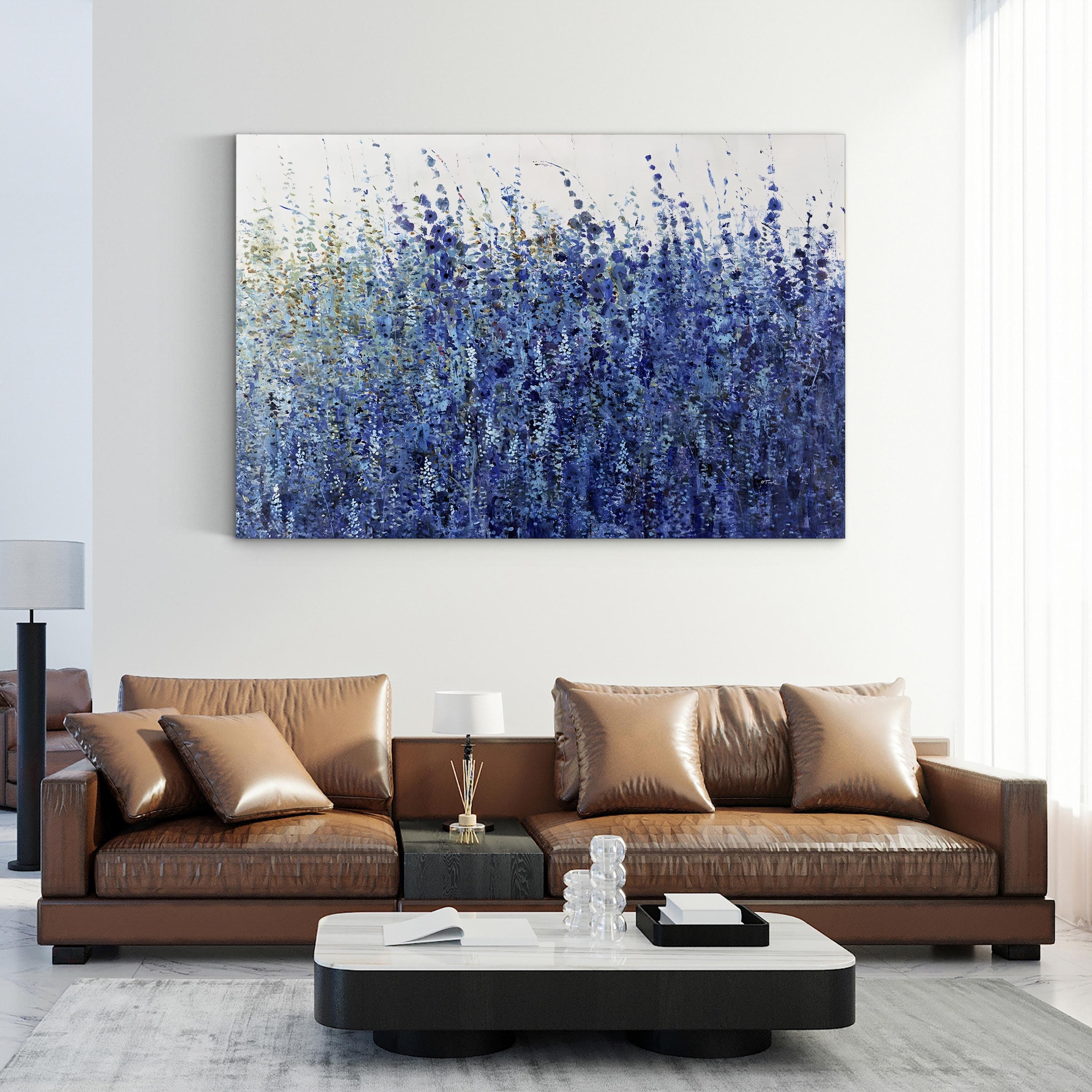 Shades of Blue Wild Flowers Wall Art by Tim O’Toole | Blue Floral Canvas Print