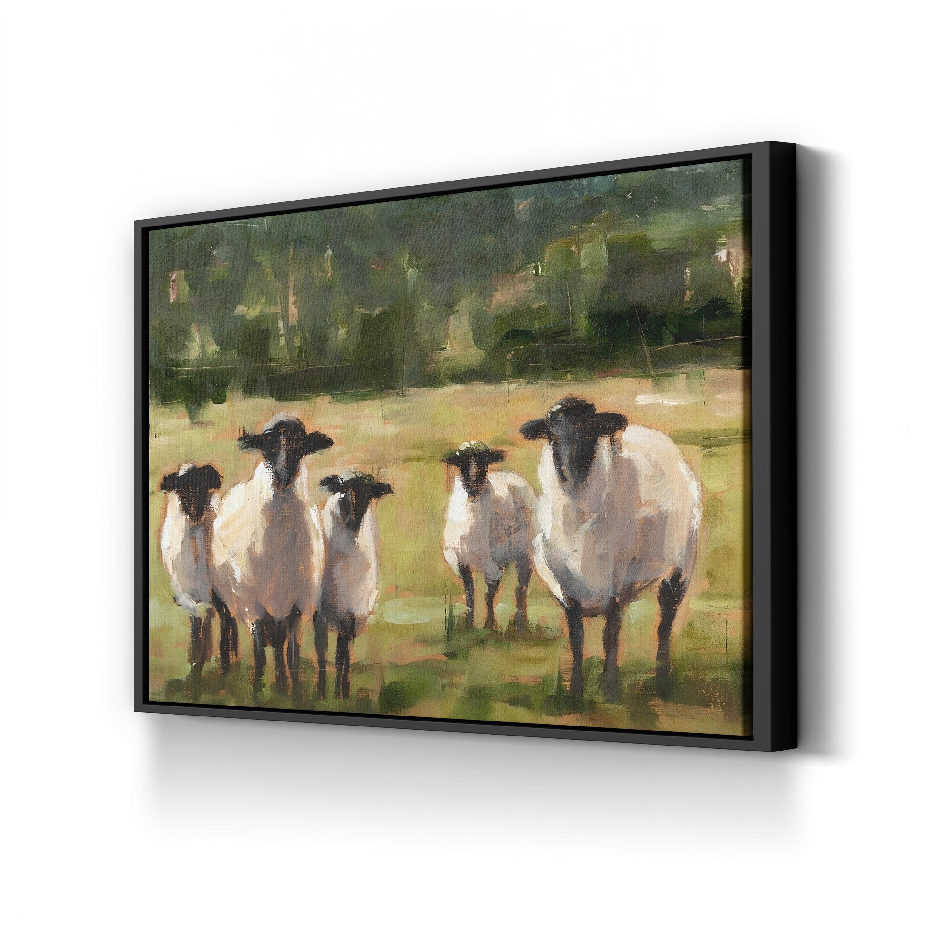 Sheep Family I Wall Art by Ethan Harper – Neutral Wildlife Farm Landscape Canvas Print