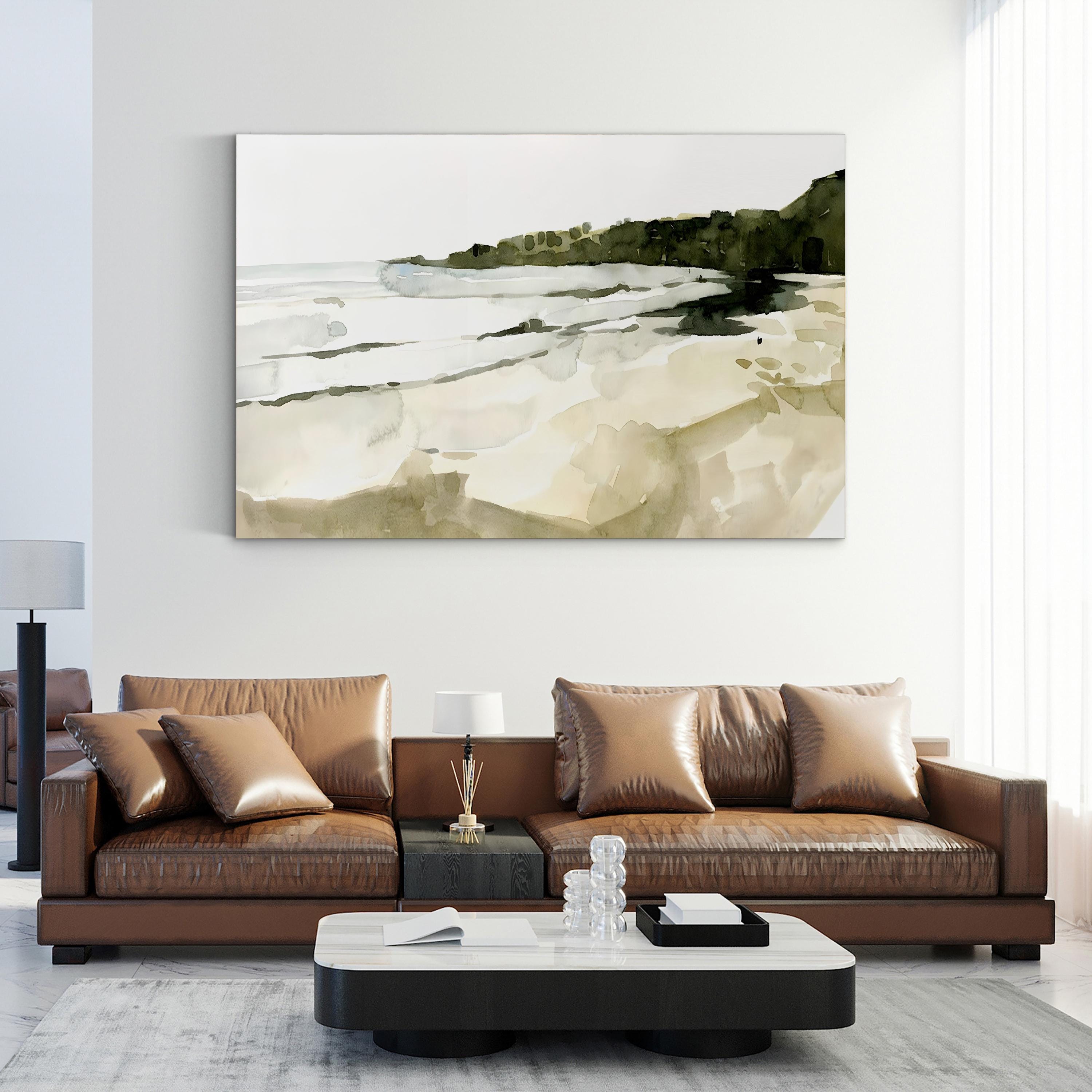 Simple Watercolor Coast I Wall Art by Emma Caroline – Minimalist Coastal Landscape Canvas Print