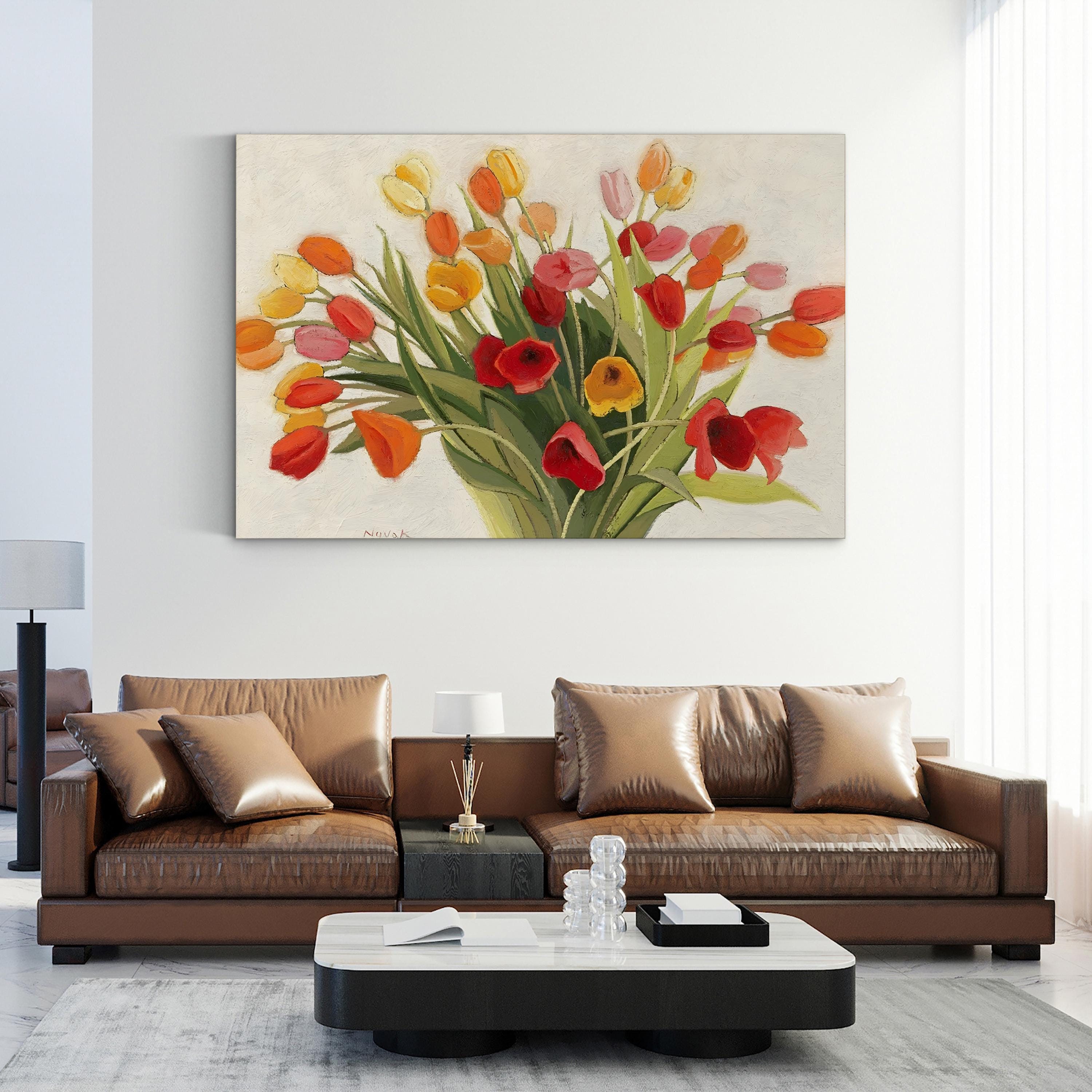 Spring Tulips Canvas Art Print: Vibrant Floral Bouquet Wall Decor