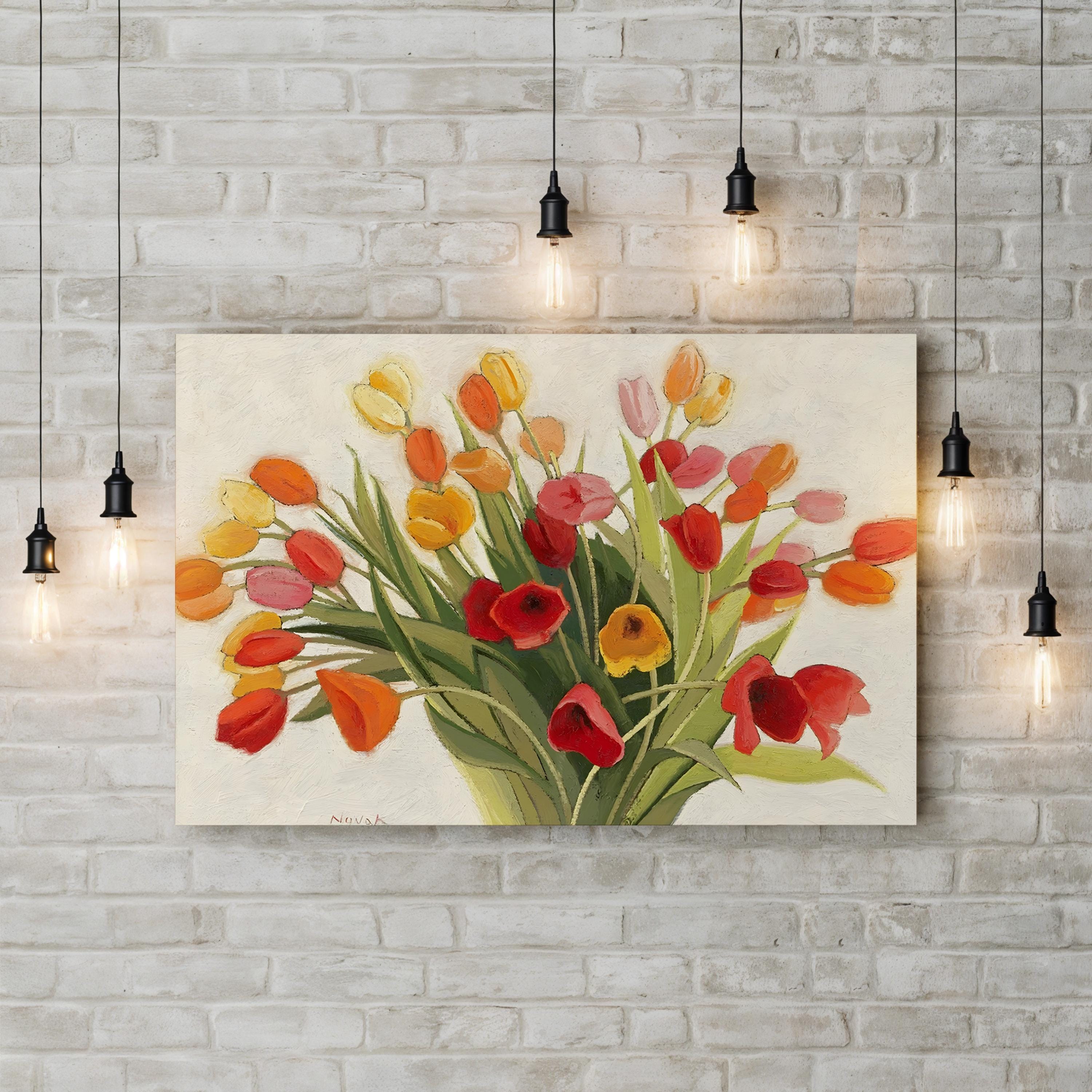 Spring Tulips Canvas Art Print: Vibrant Floral Bouquet Wall Decor