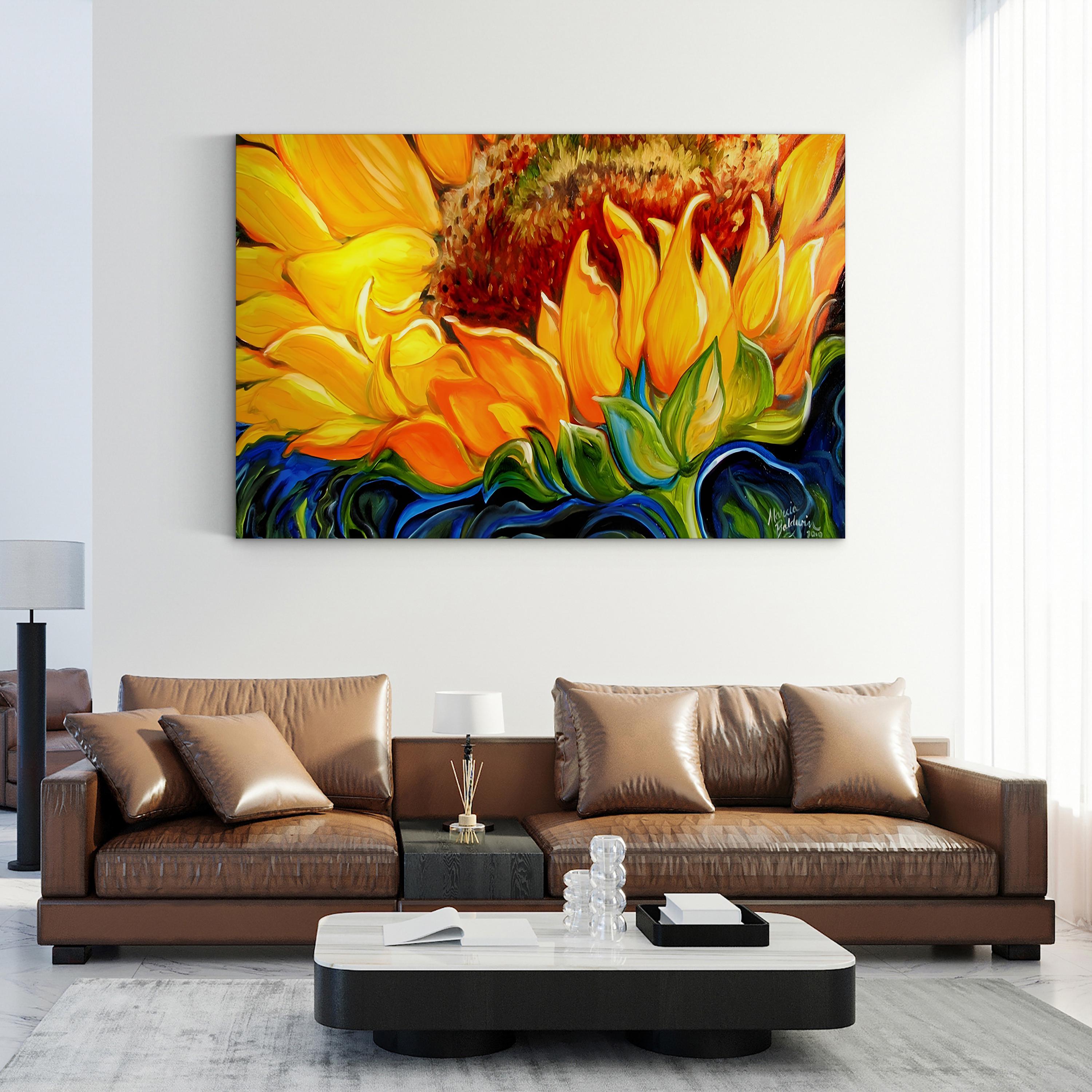 Sunflower Rise’N Shine Wall Art by Marcia Baldwin – Contemporary Sunflower Canvas Print
