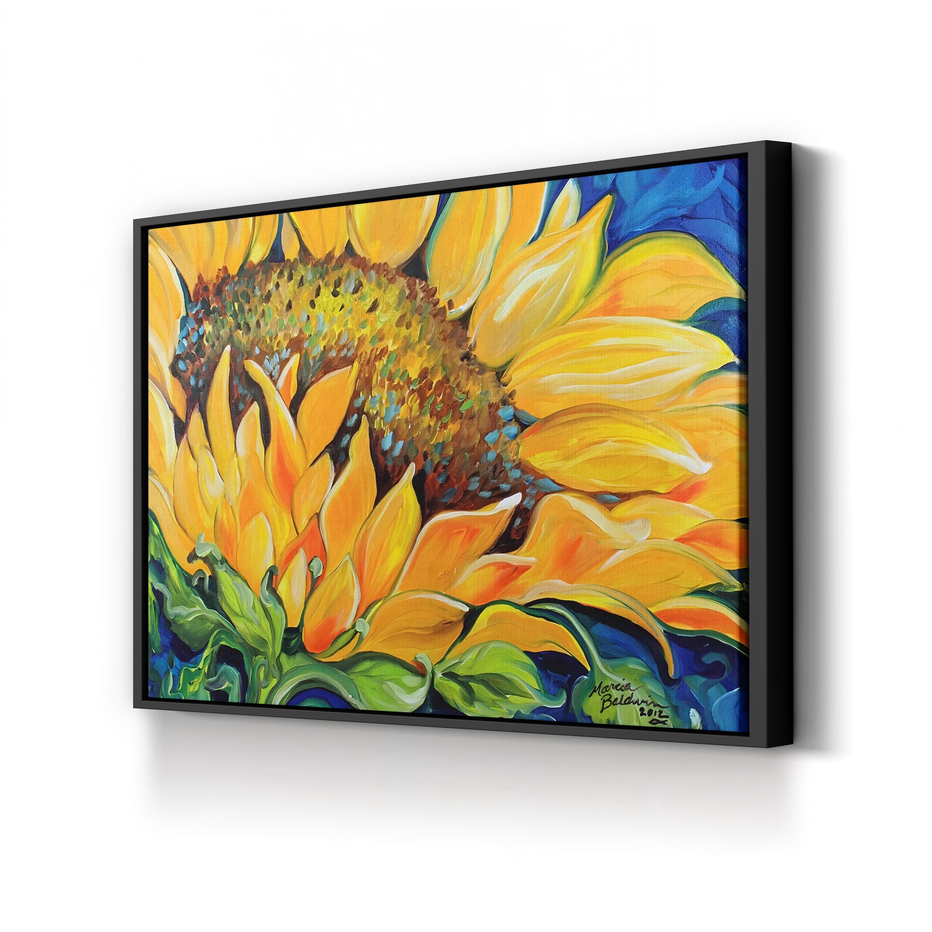 Sunflower September Wall Art by Marcia Baldwin – Contemporary Sunflower Canvas Print