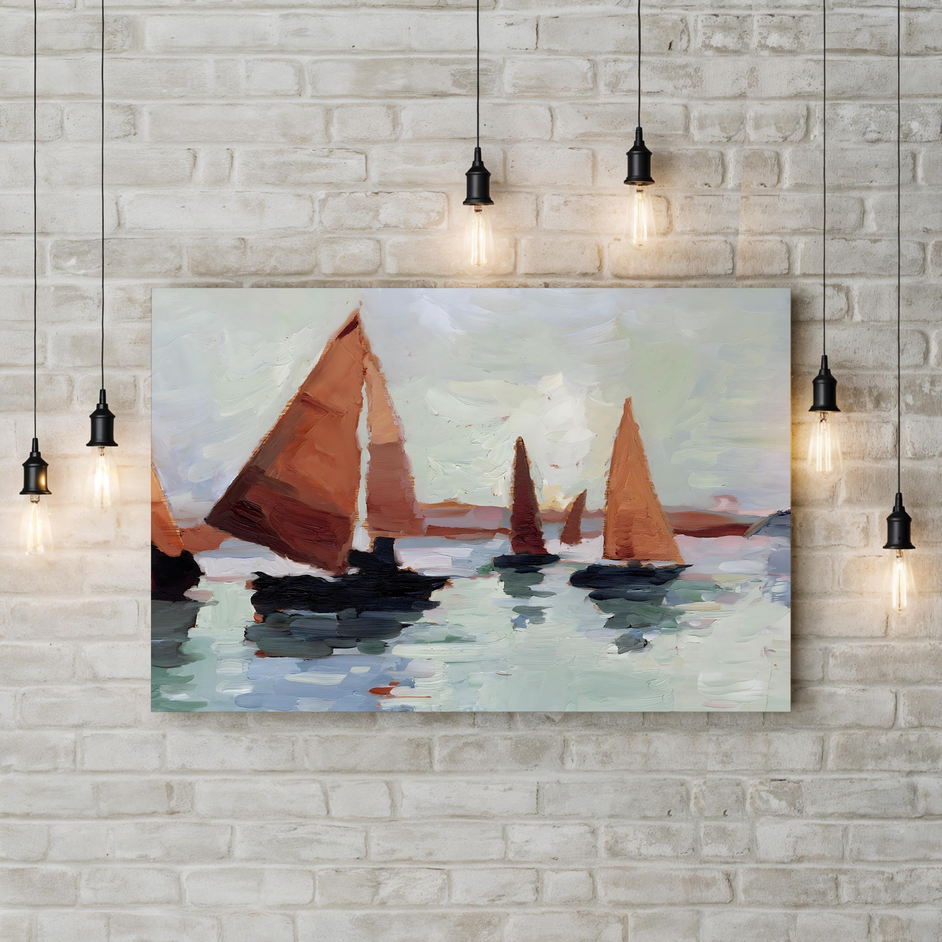 Sunset Harbor I Canvas Print – Nautical Sailboats Coastal Wall Art