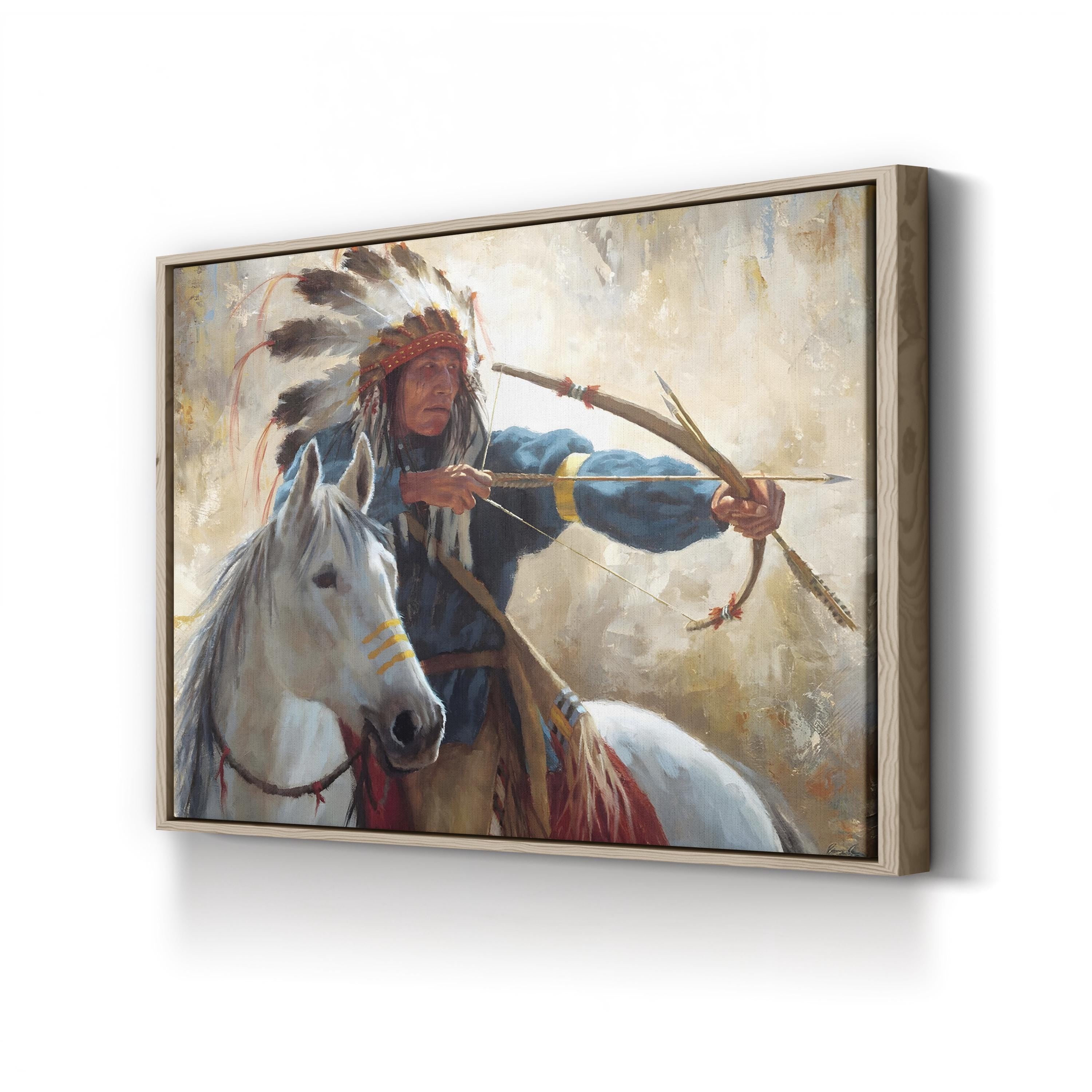 The Guardian Wall Art by James Ayers | Native American Warrior on Horseback Canvas Print