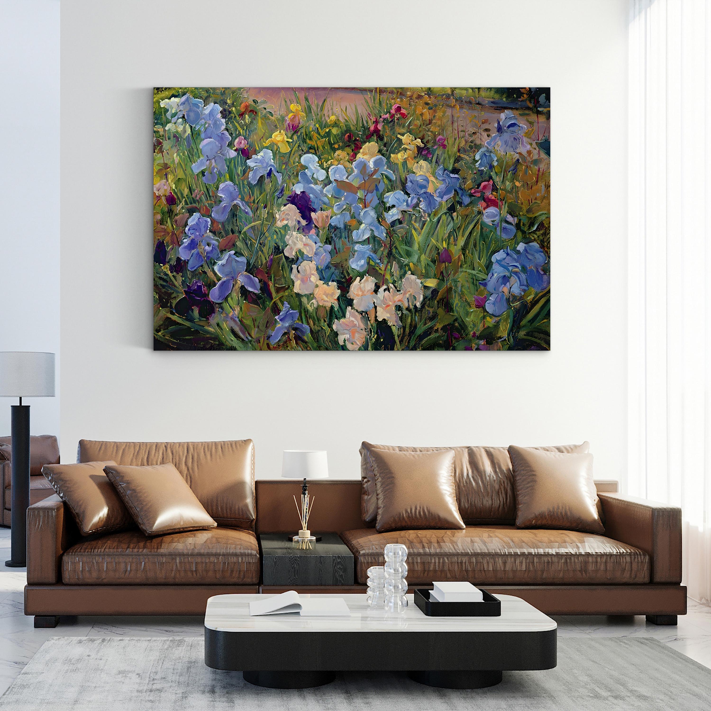 Iris Bed 1993 Botanical Floral Wall Art by Timothy Easton
