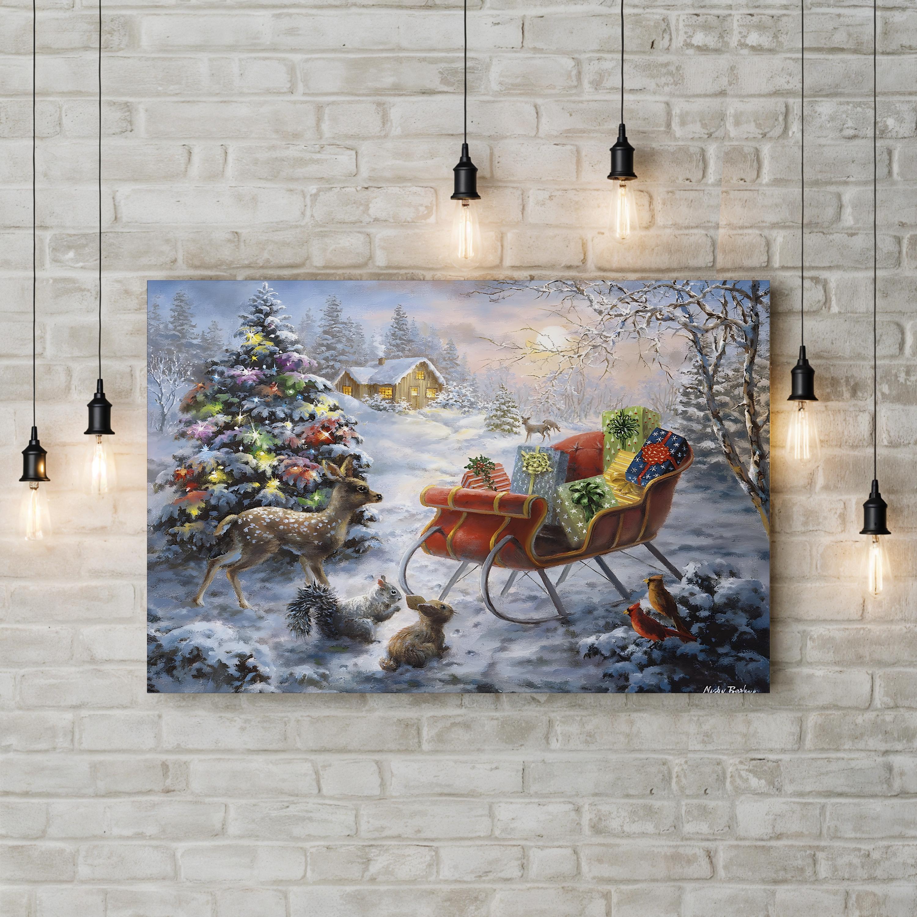 Christmas Eve Canvas Art: Cozy Winter Sleigh Scene, Holiday Wall Decor