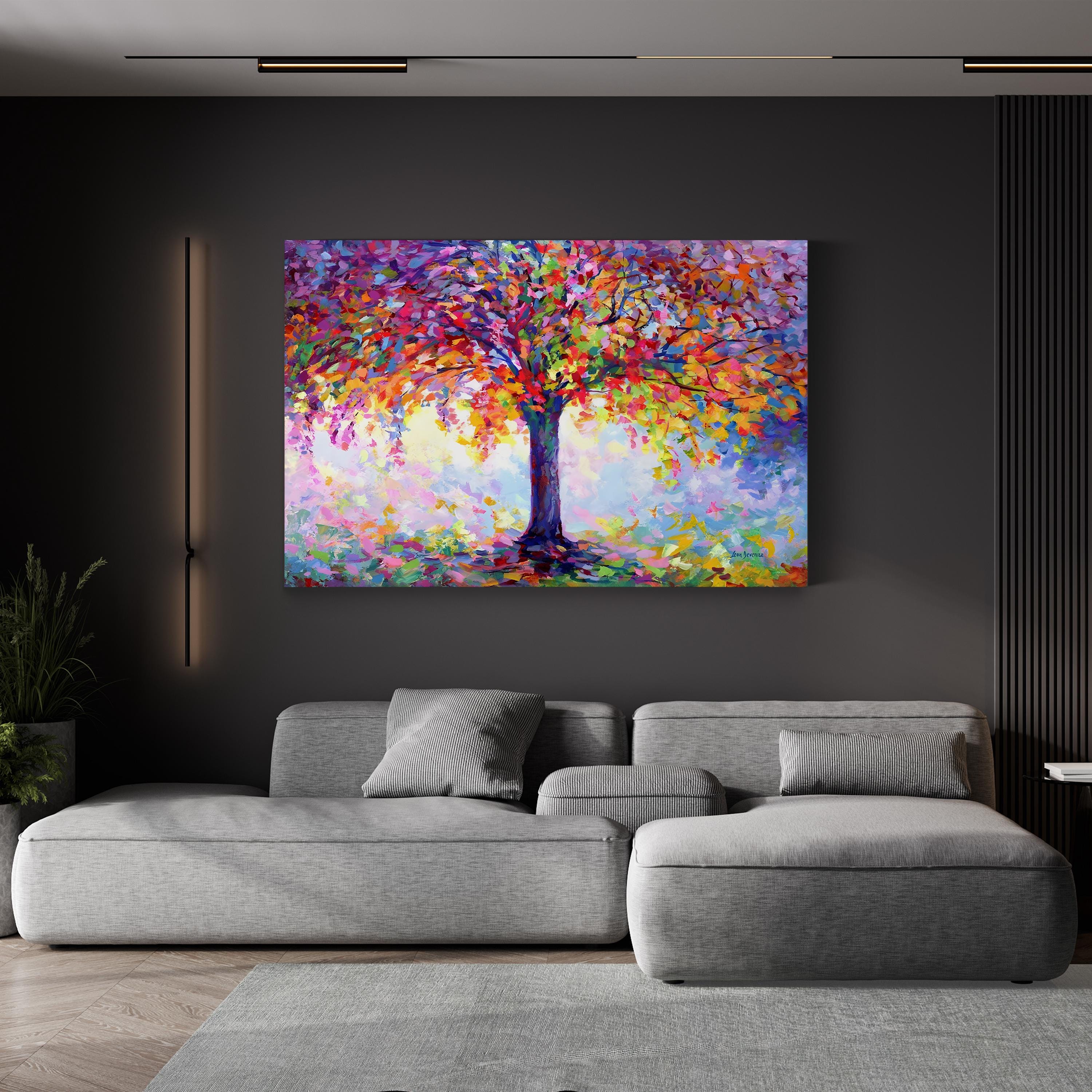 Tree of Happiness Canvas Art – Colorful Contemporary Tree Painting
