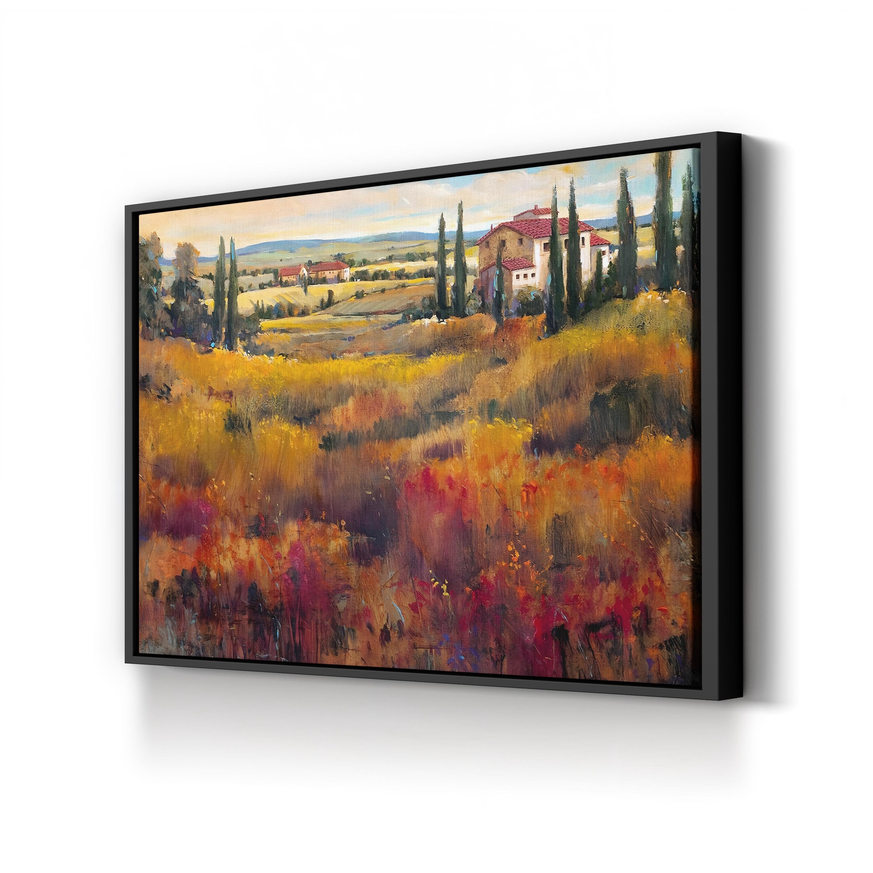 Tuscany Vineyard Canvas Art: Mediterranean Landscape, Rustic Home Decor