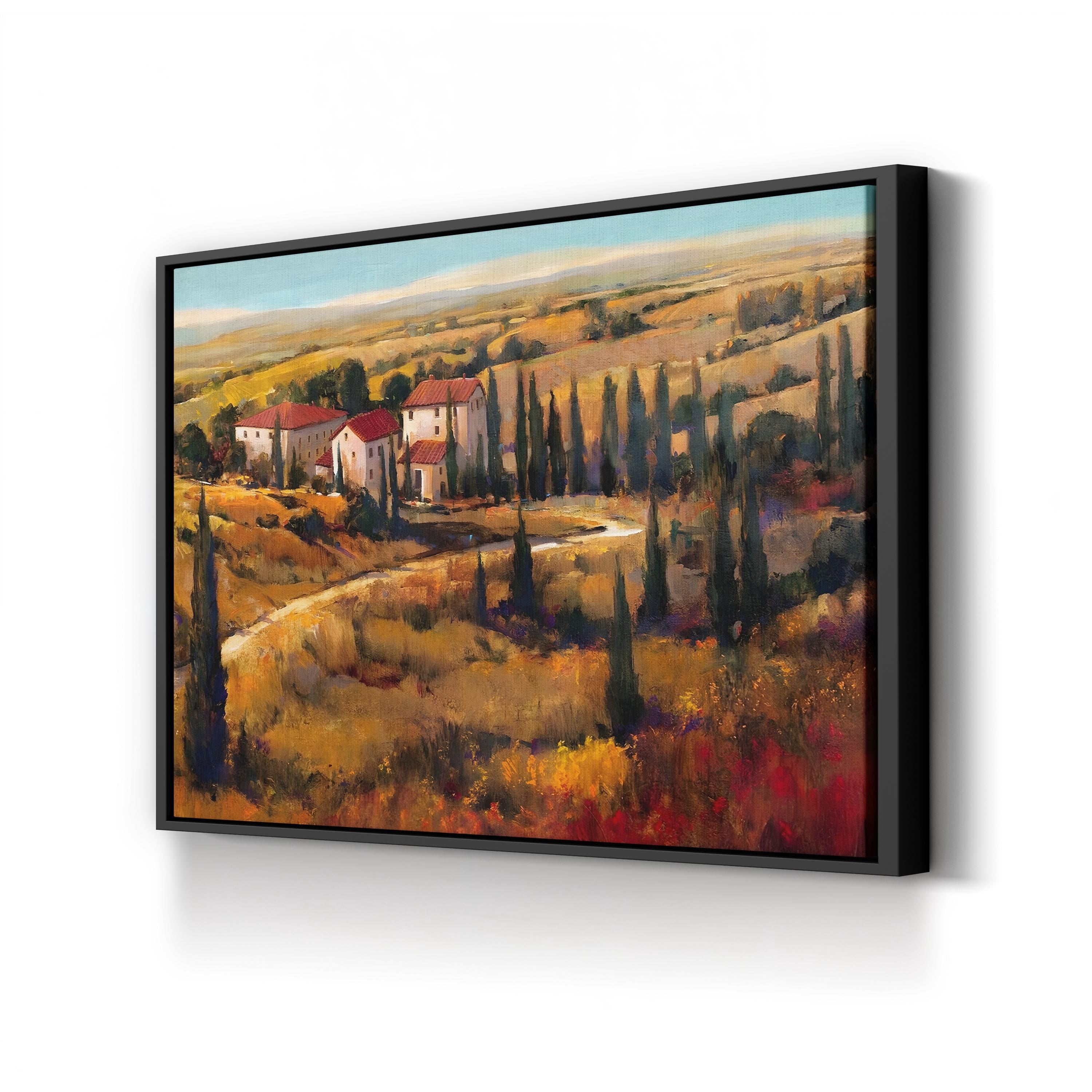 Tuscany Vineyard Canvas Art: Rustic Mediterranean Decor, Rolling Hills