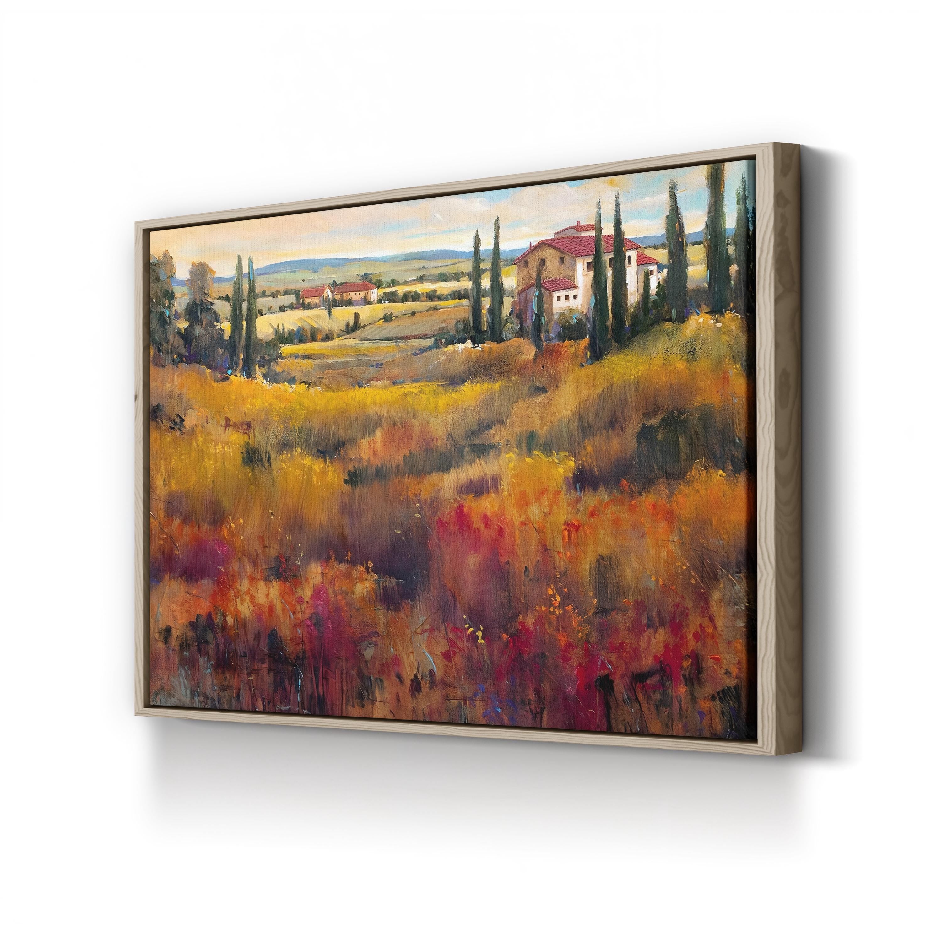 Tuscany Vineyard Canvas Art: Mediterranean Landscape, Rustic Home Decor