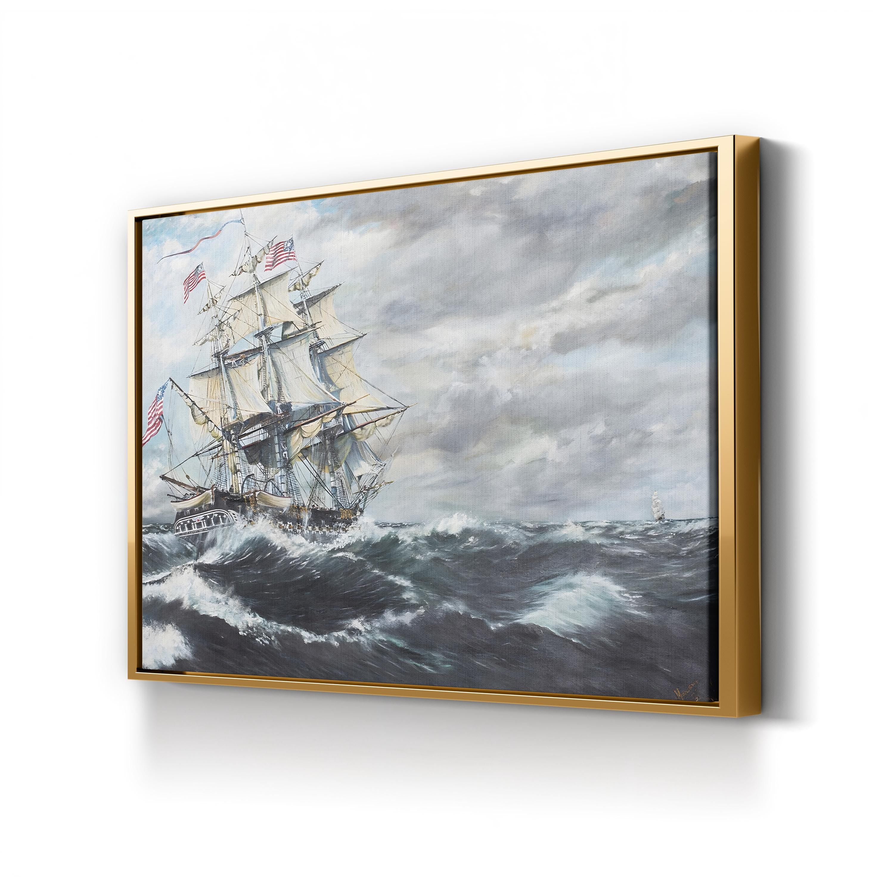 USS Constitution Naval Battle – Period Illustration Wall Art | Maritime Canvas Print