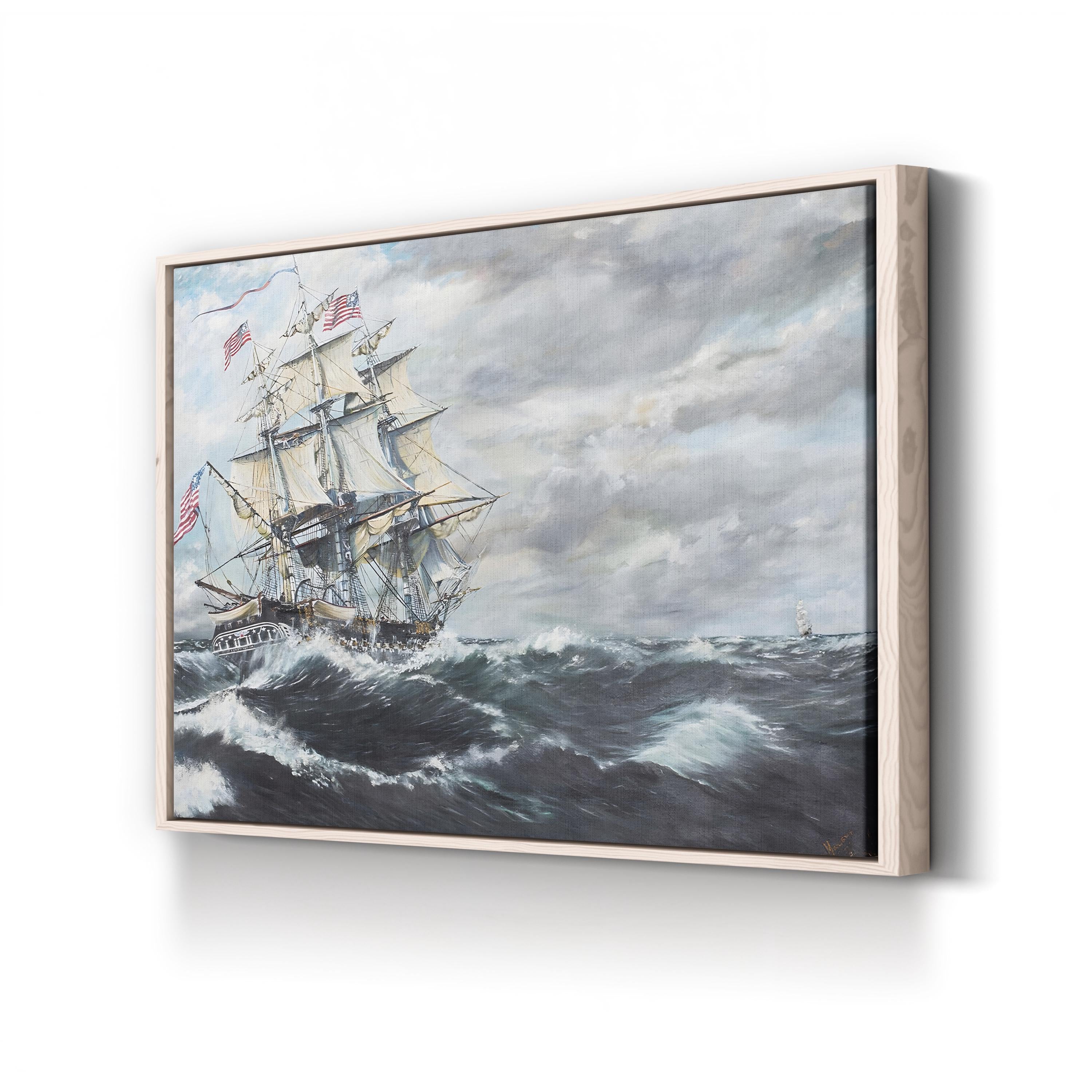 USS Constitution Naval Battle – Period Illustration Wall Art | Maritime Canvas Print