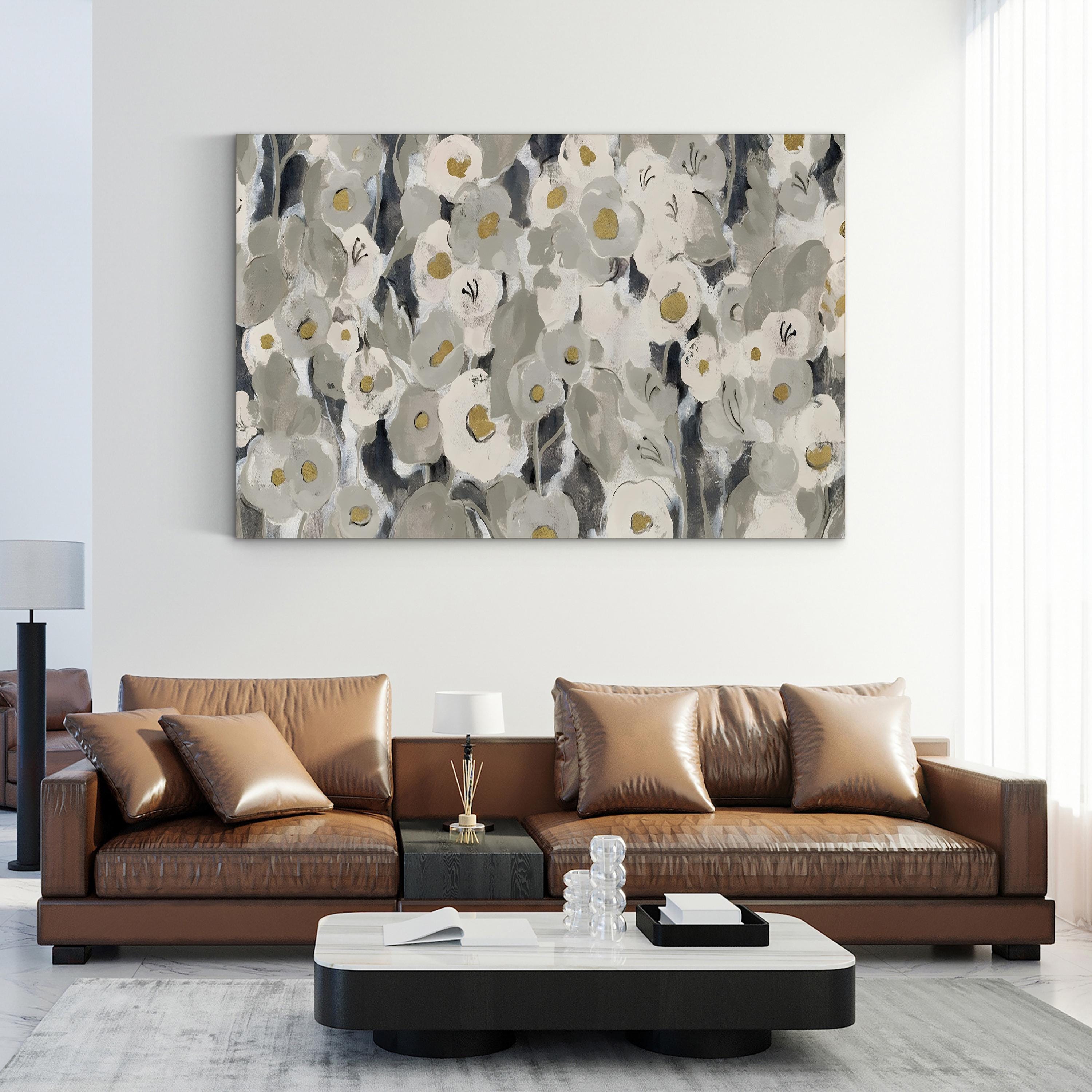 Velvety Florals Neutral Canvas Wall Art by Silvia Vassileva