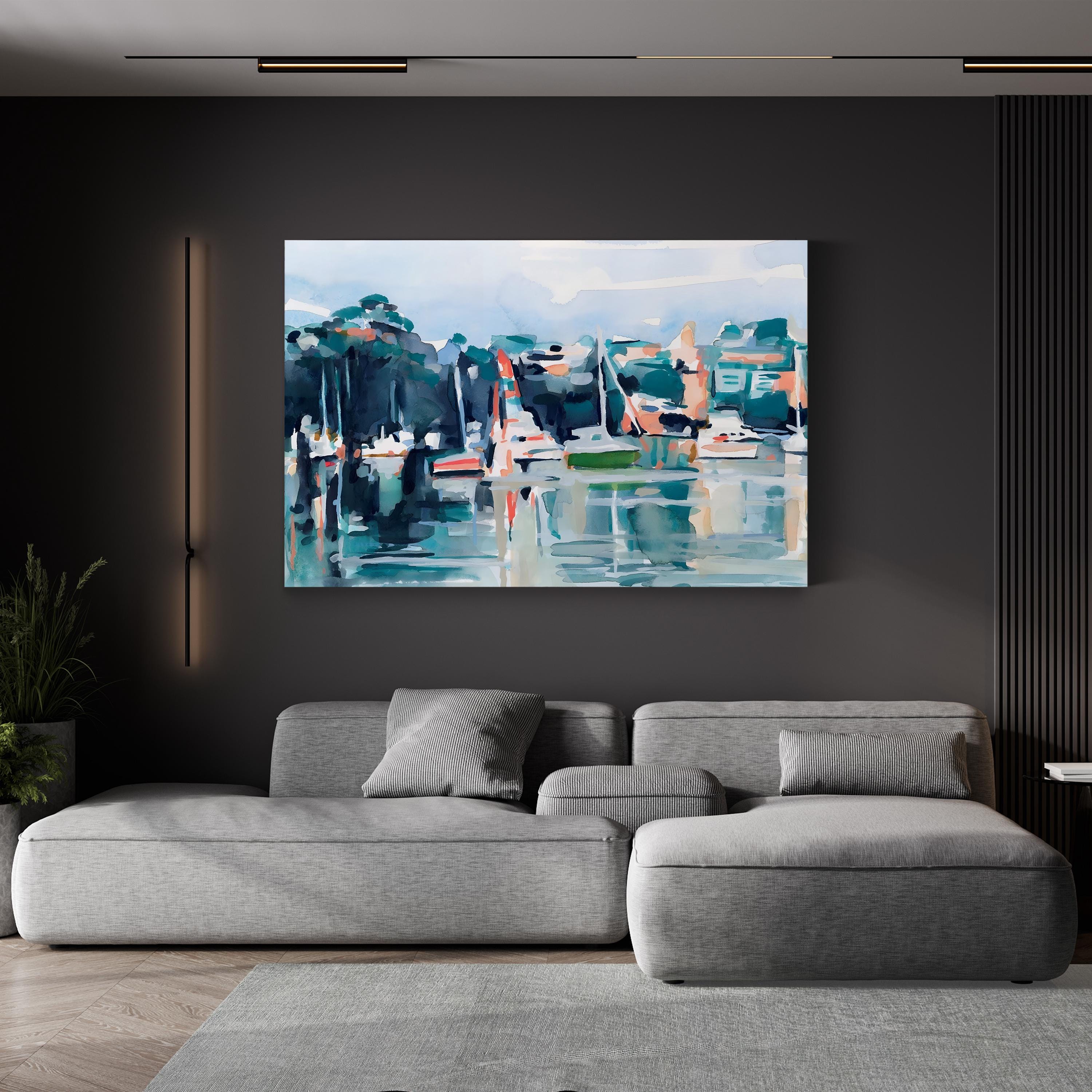 Serene Coastal Ocean Waves – Period Illustration Wall Art | Beach House Canvas Print