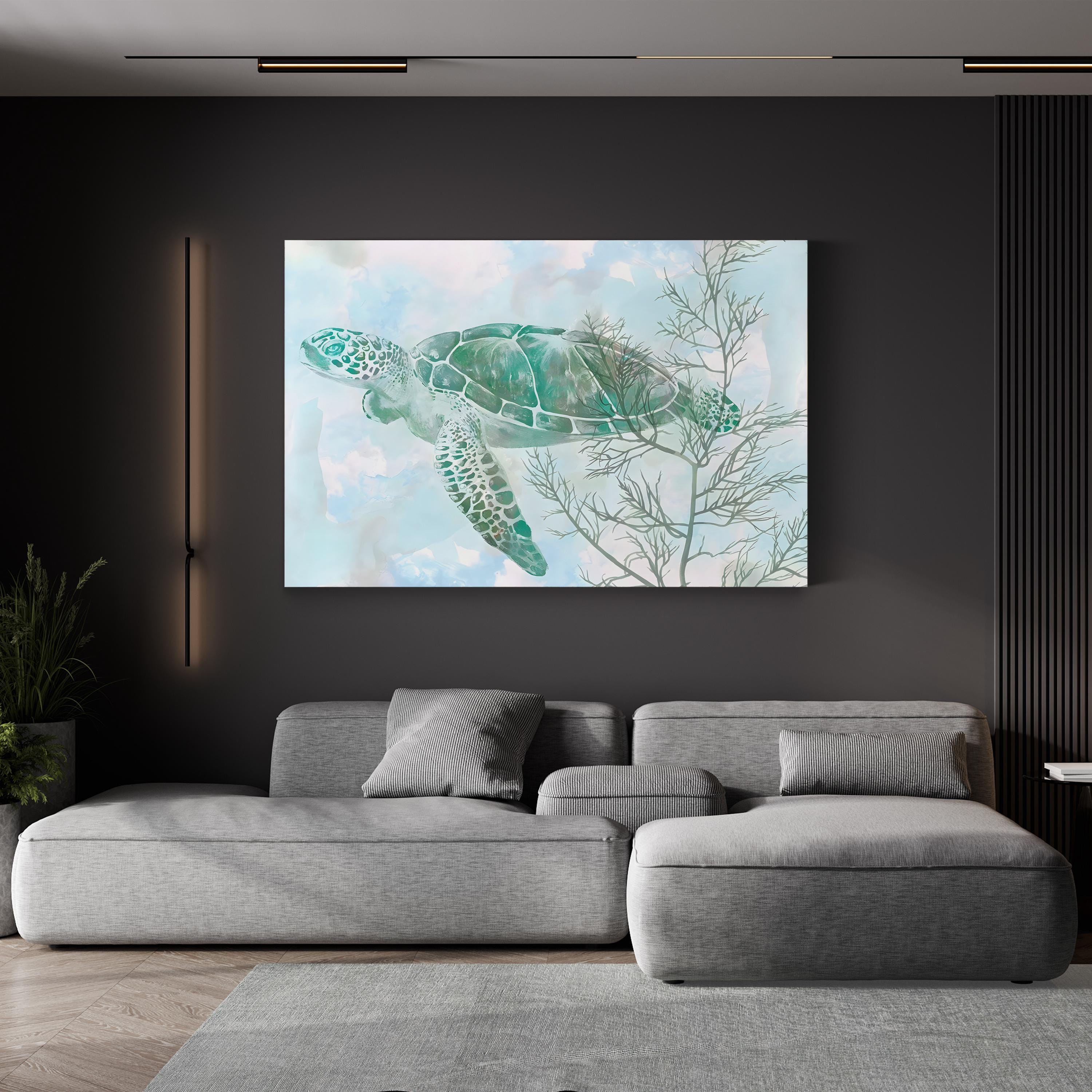 Watercolor Sea Turtle – Period Illustration Wall Art | Coastal Ocean Canvas Print