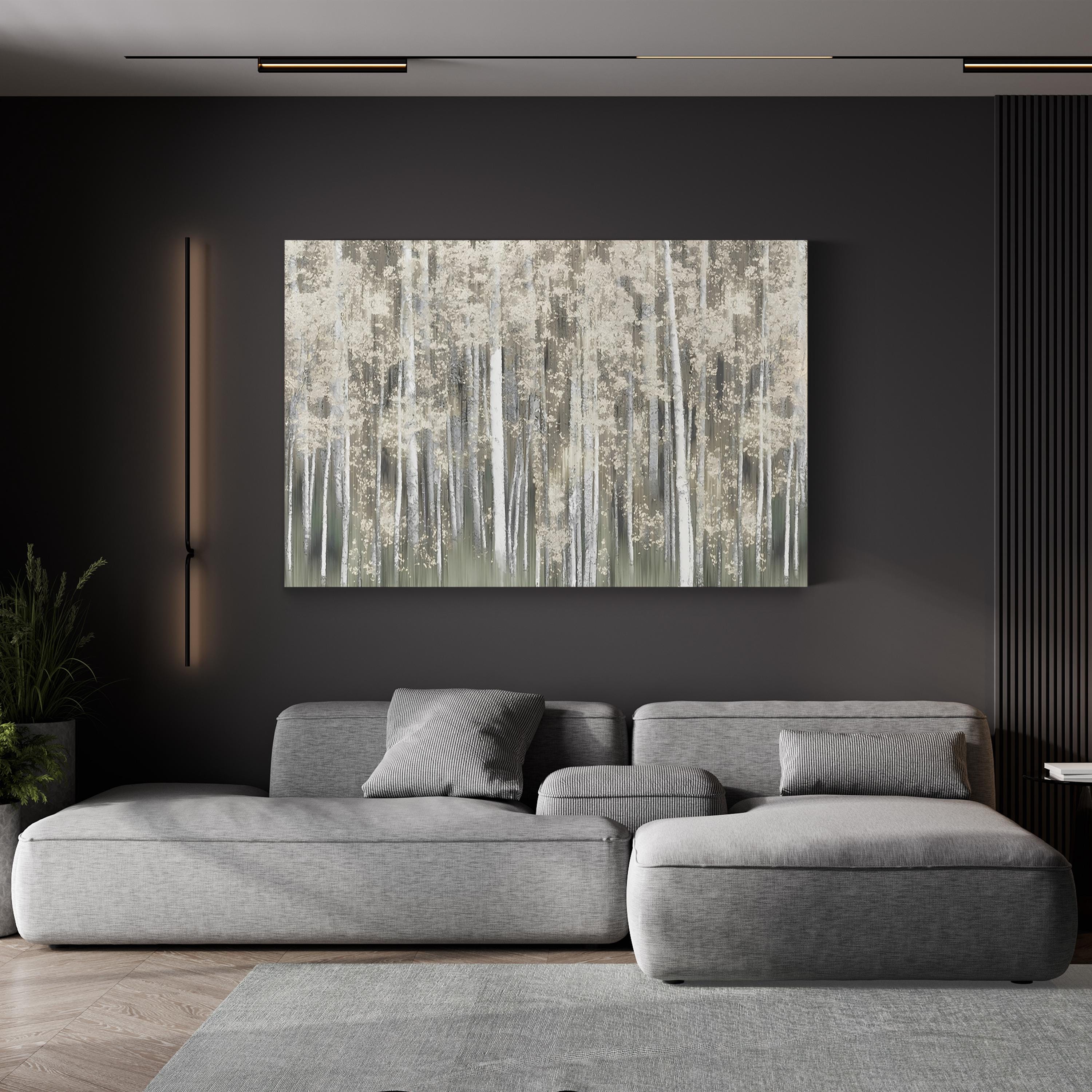 White Birch Grove – Period Illustration Wall Art | Minimalist Rustic Canvas Print