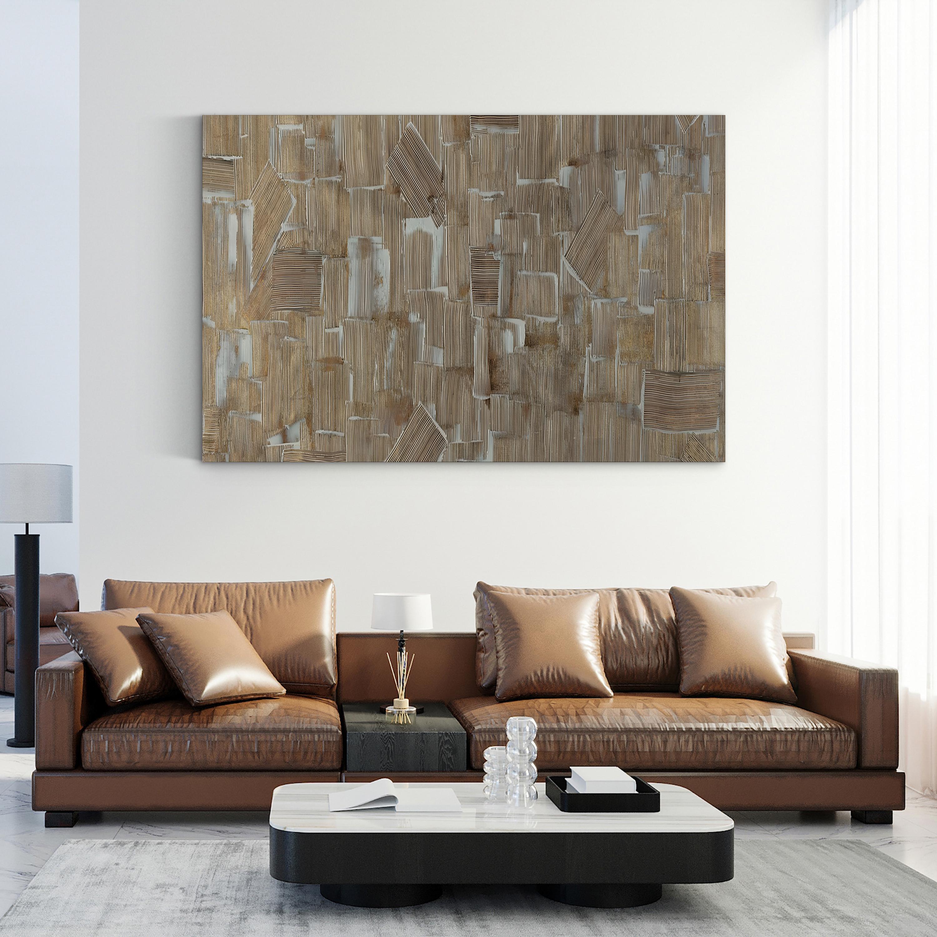 White Gold Wall Art | Contemporary Gold Accent Abstract Canvas by Joshua Schicker