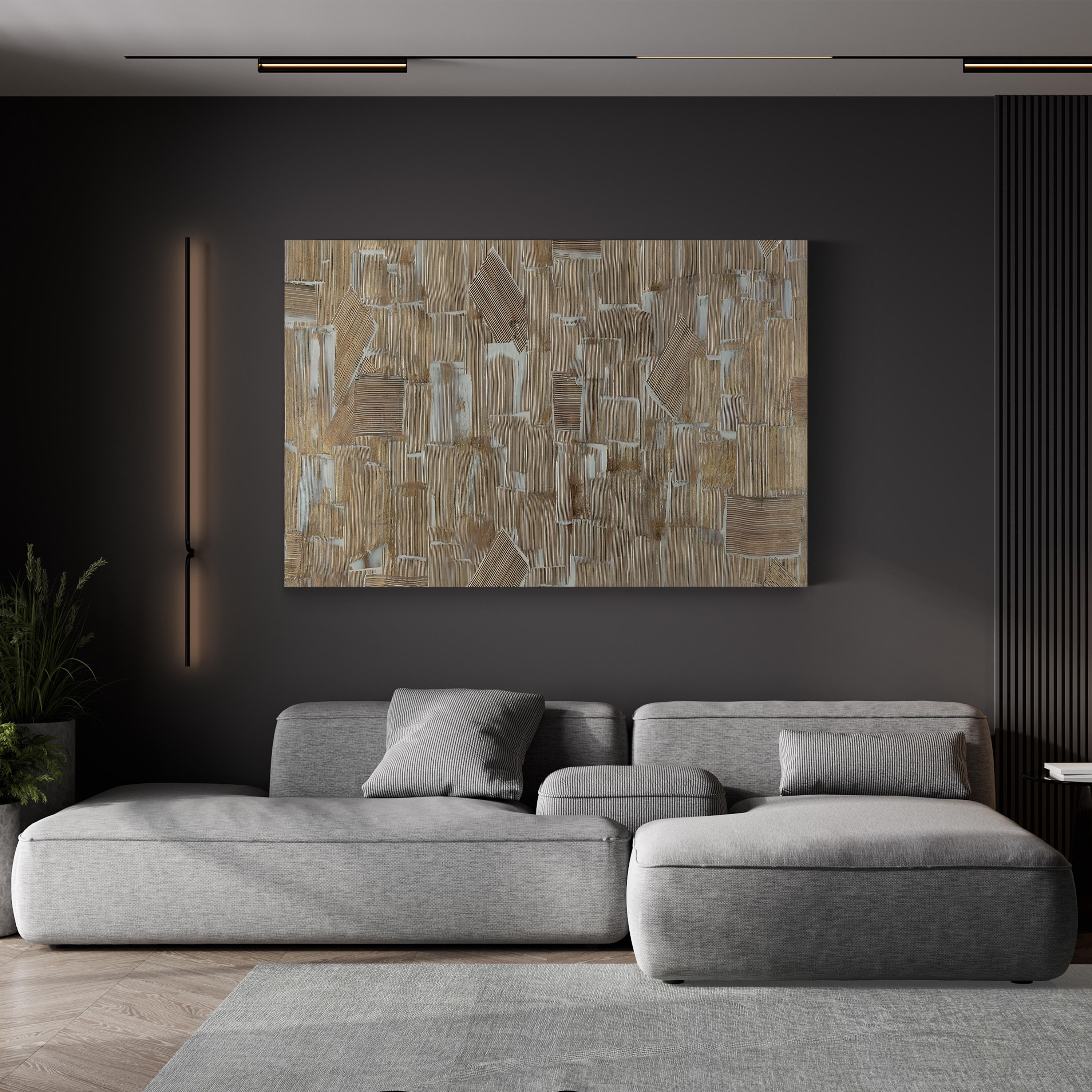 White Gold Wall Art | Contemporary Gold Accent Abstract Canvas by Joshua Schicker