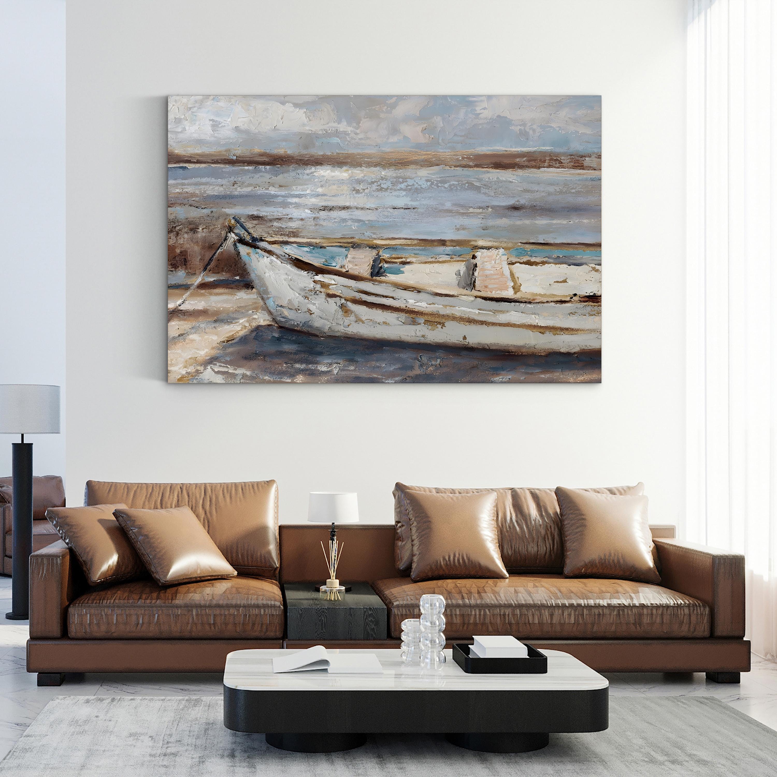 Weathered Coastal Rowboat – Period Illustration Wall Art | Watercolor Canvas Print