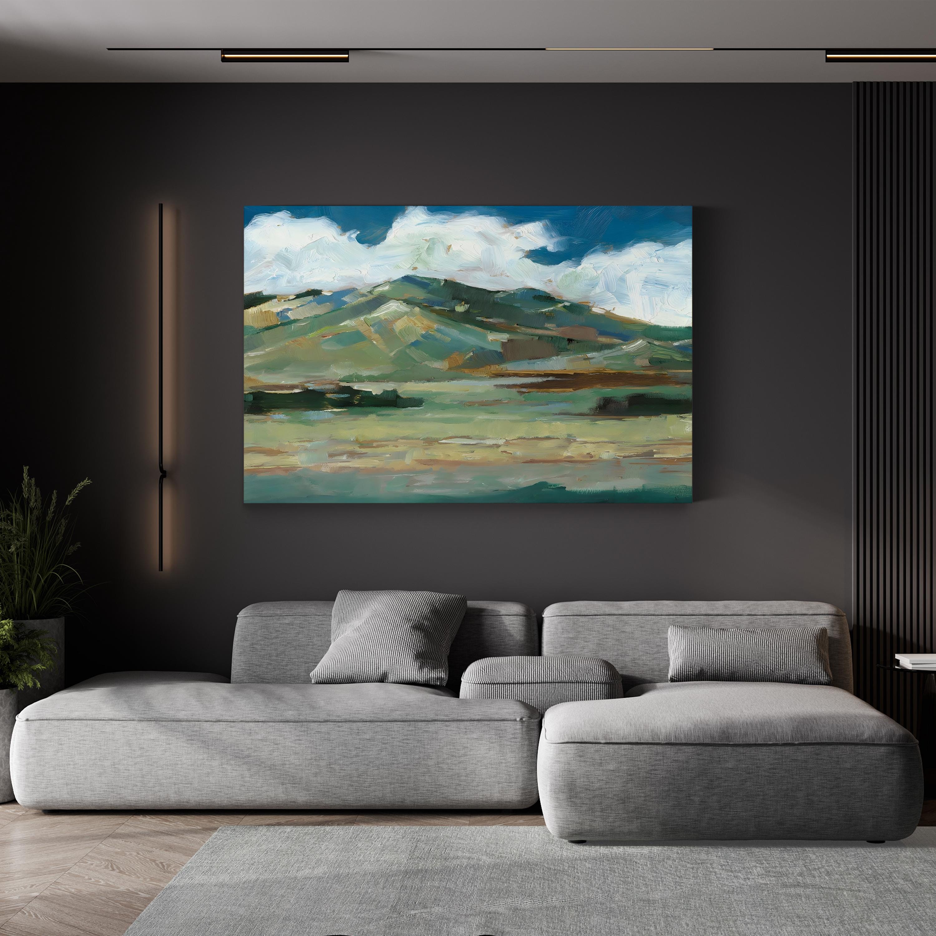 Western Sky Rolling Hills – Period Illustration Wall Art | Serene Landscape Canvas Print