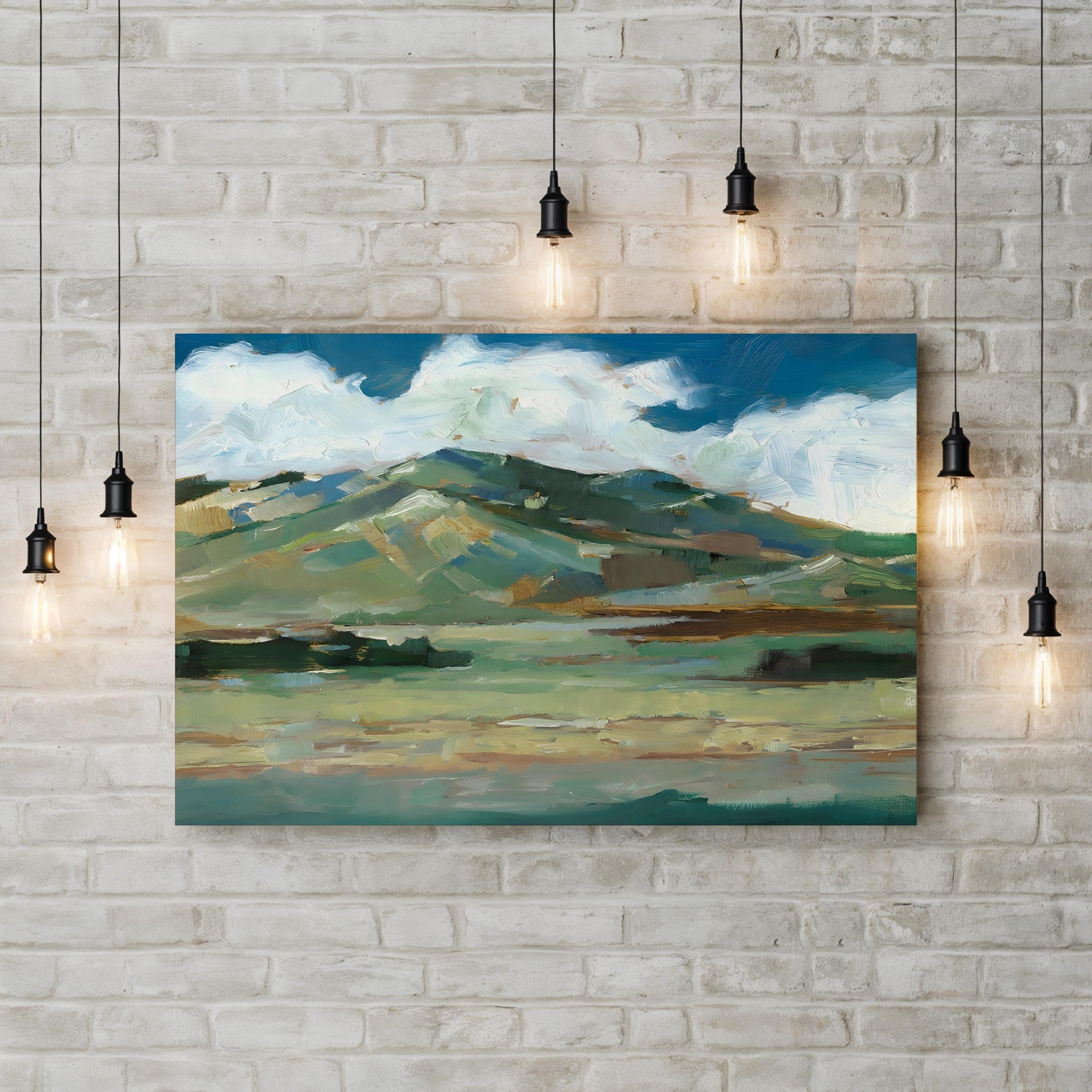 Western Sky Rolling Hills – Period Illustration Wall Art | Serene Landscape Canvas Print