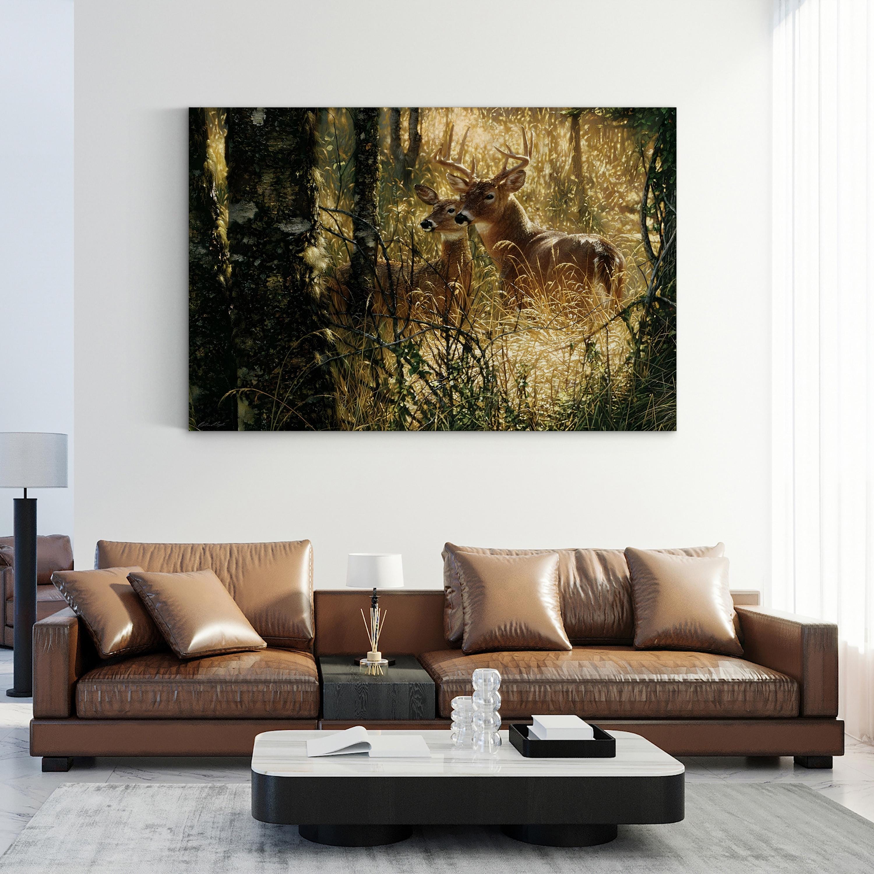 Whitetail Deer in Misty Forest – Vintage Photography Wall Art | Wildlife Canvas Print