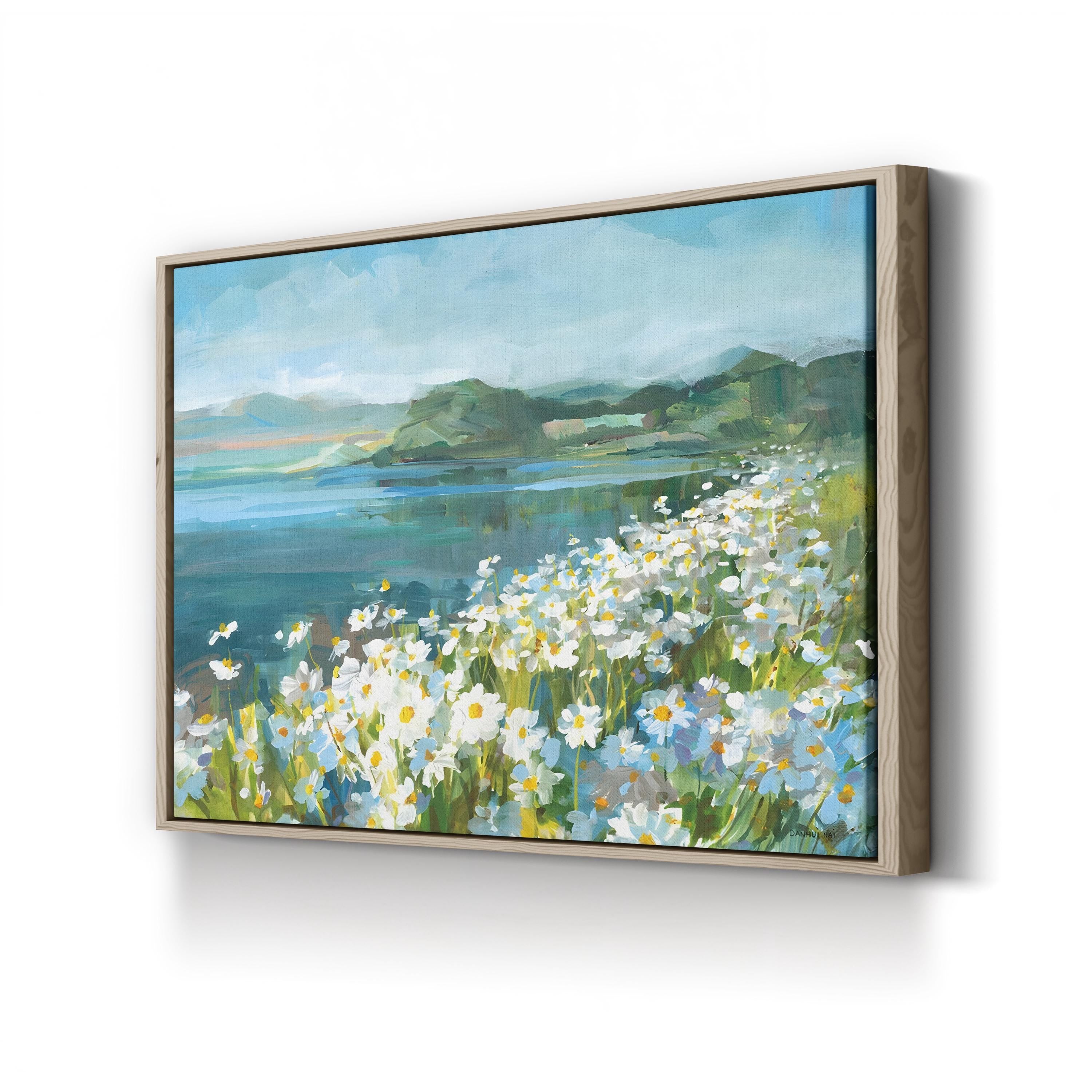 Wild Daisy Bay Wall Art by Danhui Nai – Serene Coastal Floral Landscape Canvas