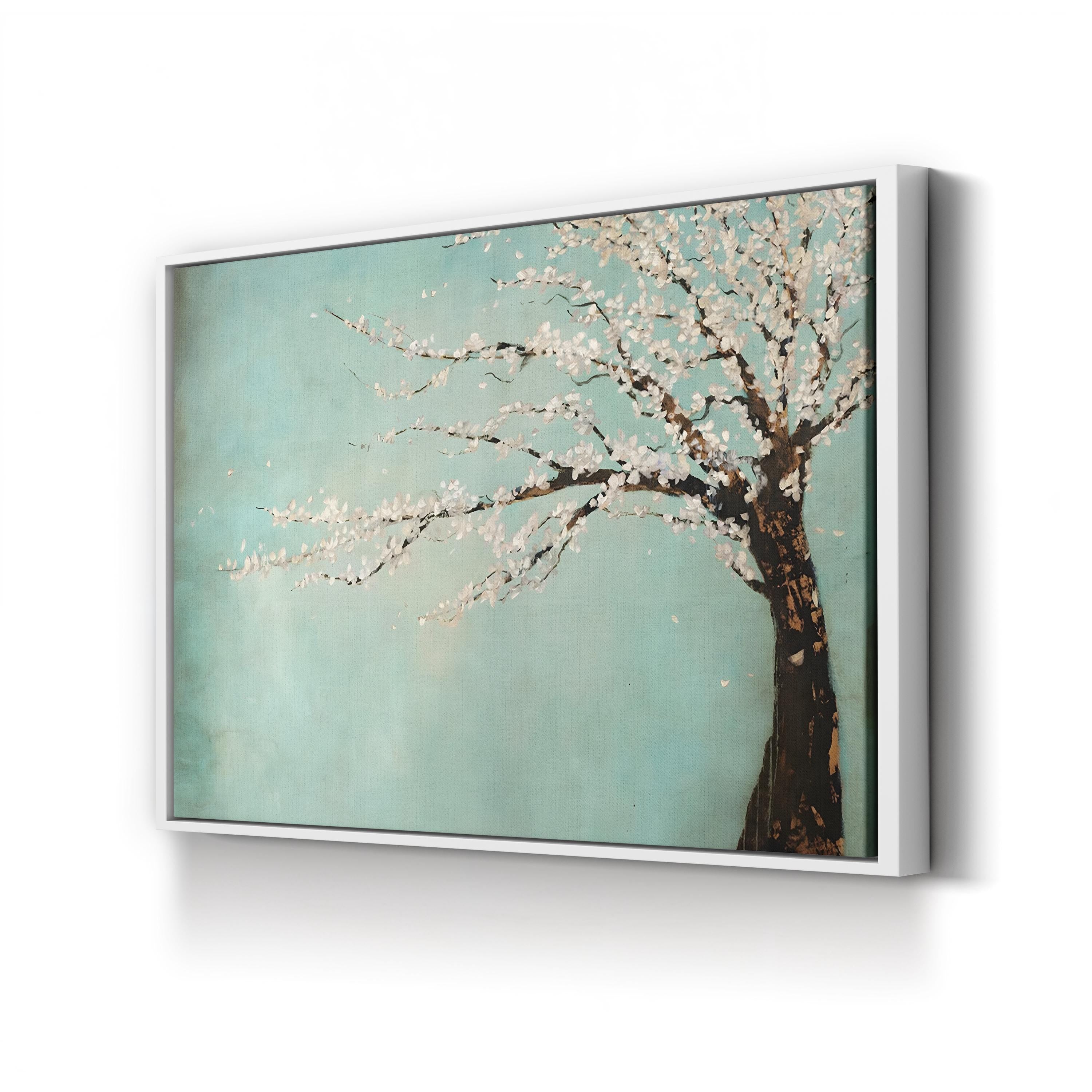 Windy Day Tree Under Blustery Sky – Period Illustration Wall Art | Expressive Nature Canvas Print