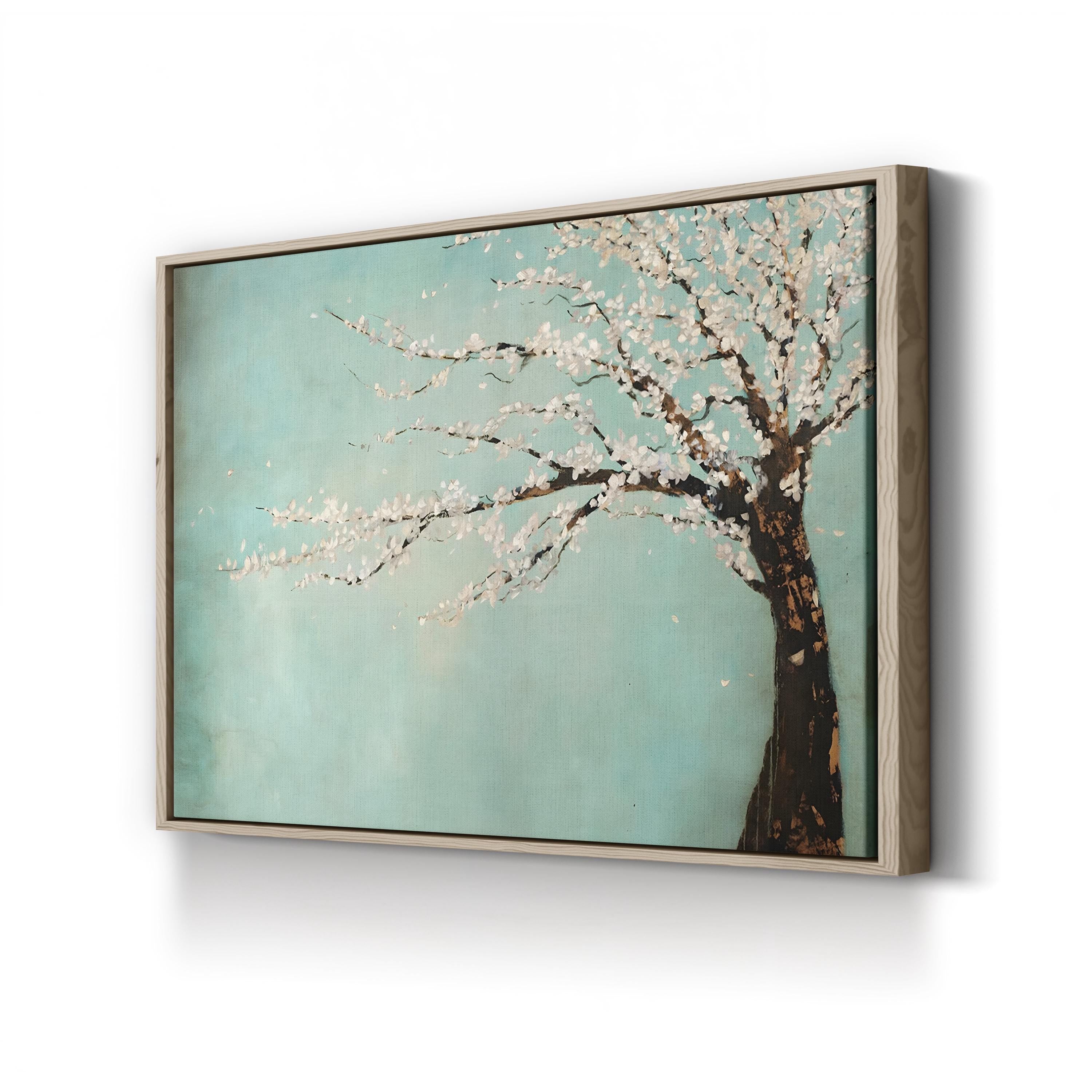 Windy Day Tree Under Blustery Sky – Period Illustration Wall Art | Expressive Nature Canvas Print