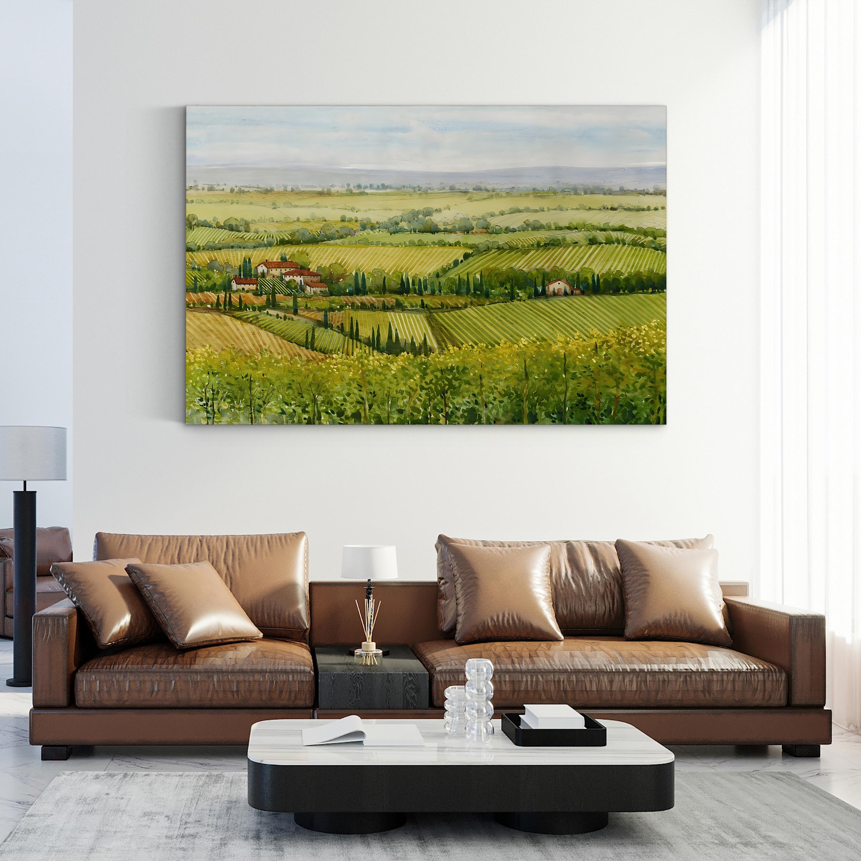 Tuscan Vineyard Canvas Print: Wine Country Landscape Wall Art