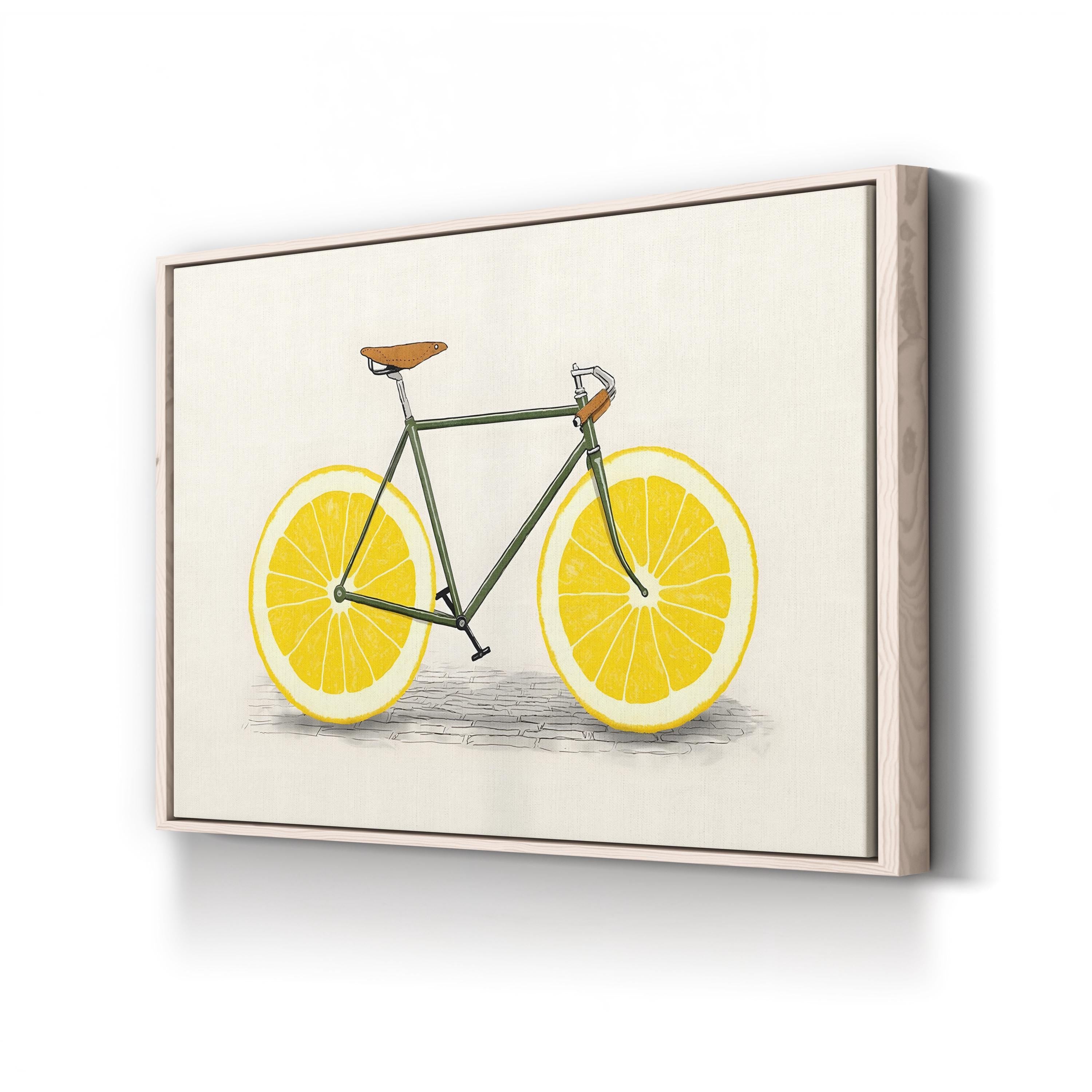 Zest – Contemporary Lemon Bicycle Illustration Wall Art by Florent Bodart